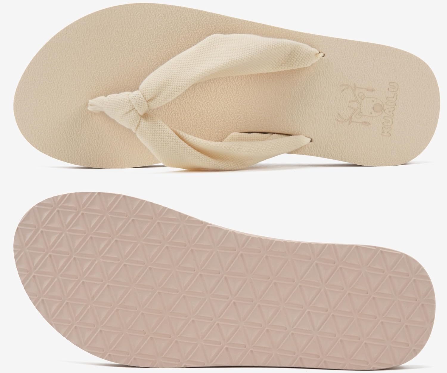 image:imageKuaiLu Flip Flops for Women with Arch Support Summer Beach Thong SandalsBeige