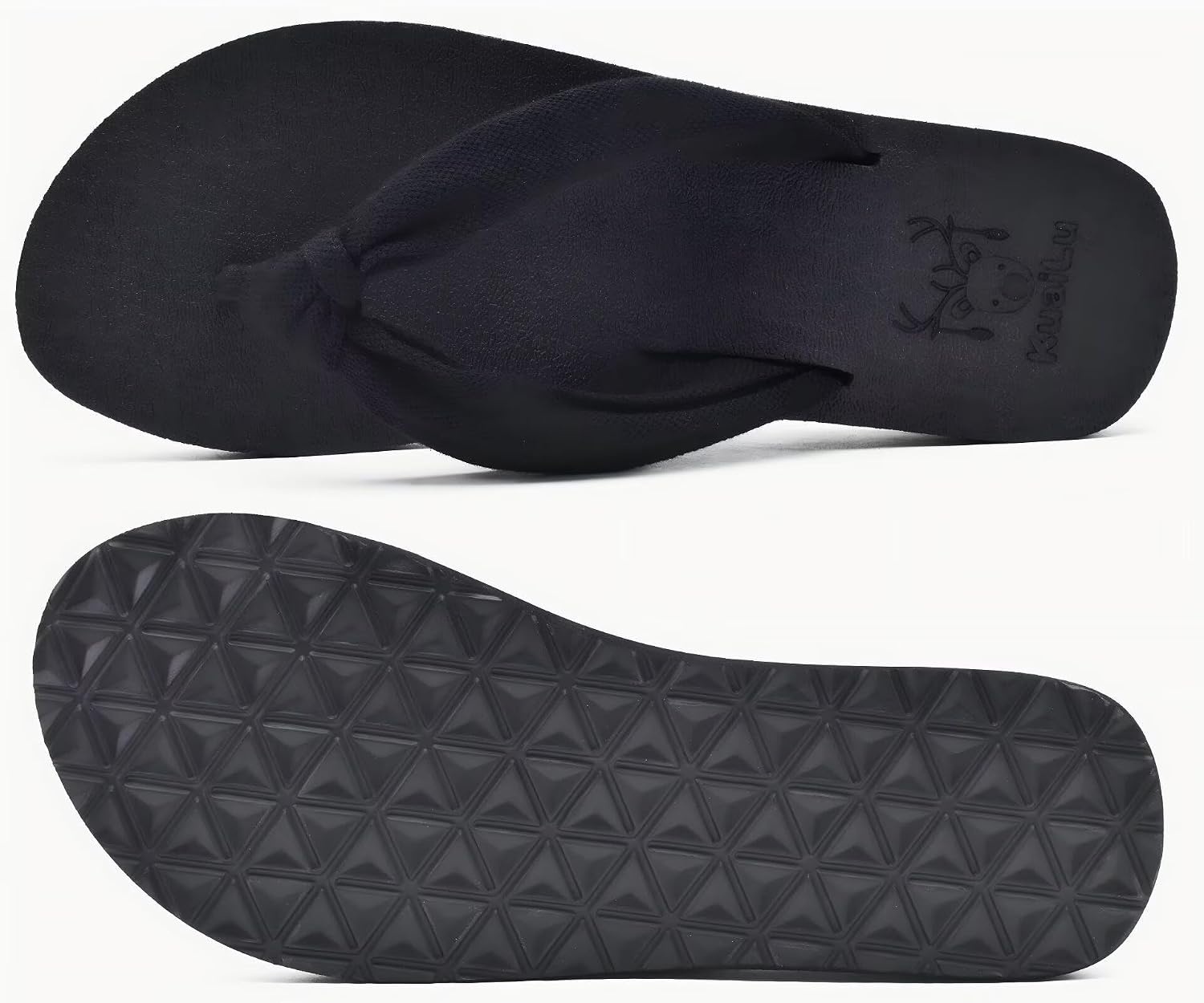 image:imageKuaiLu Flip Flops for Women with Arch Support Summer Beach Thong SandalsBlack