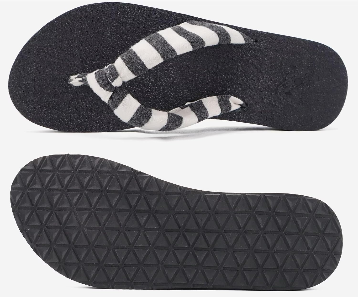 image:imageKuaiLu Flip Flops for Women with Arch Support Summer Beach Thong SandalsBlack White