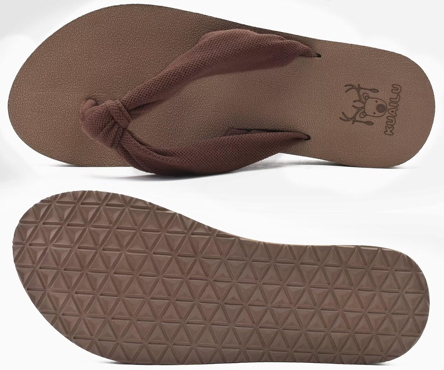 image:imageKuaiLu Flip Flops for Women with Arch Support Summer Beach Thong SandalsBrown