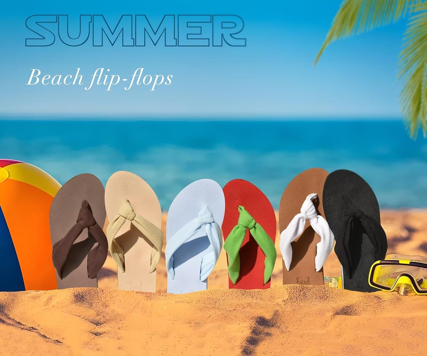 image:imageKuaiLu Flip Flops for Women with Arch Support Summer Beach Thong SandalsBrown