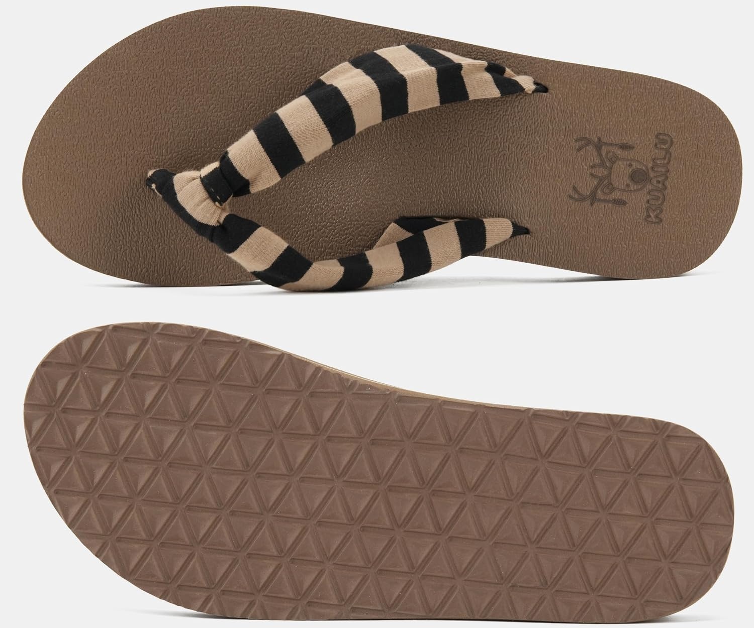 image:imageKuaiLu Flip Flops for Women with Arch Support Summer Beach Thong SandalsBrown Black