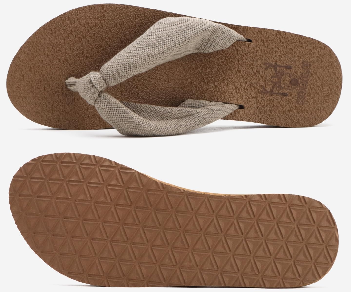 image:imageKuaiLu Flip Flops for Women with Arch Support Summer Beach Thong SandalsCamel Apricot