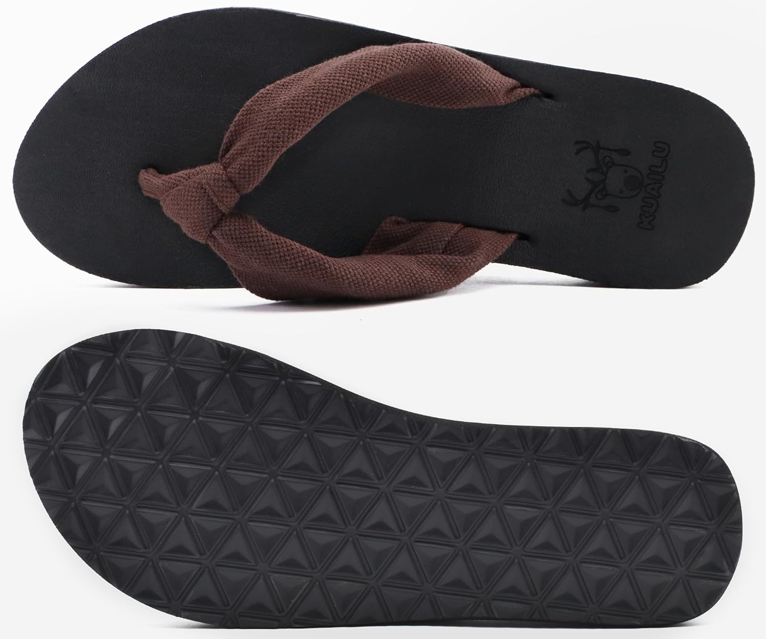 image:imageKuaiLu Flip Flops for Women with Arch Support Summer Beach Thong SandalsDark Brown