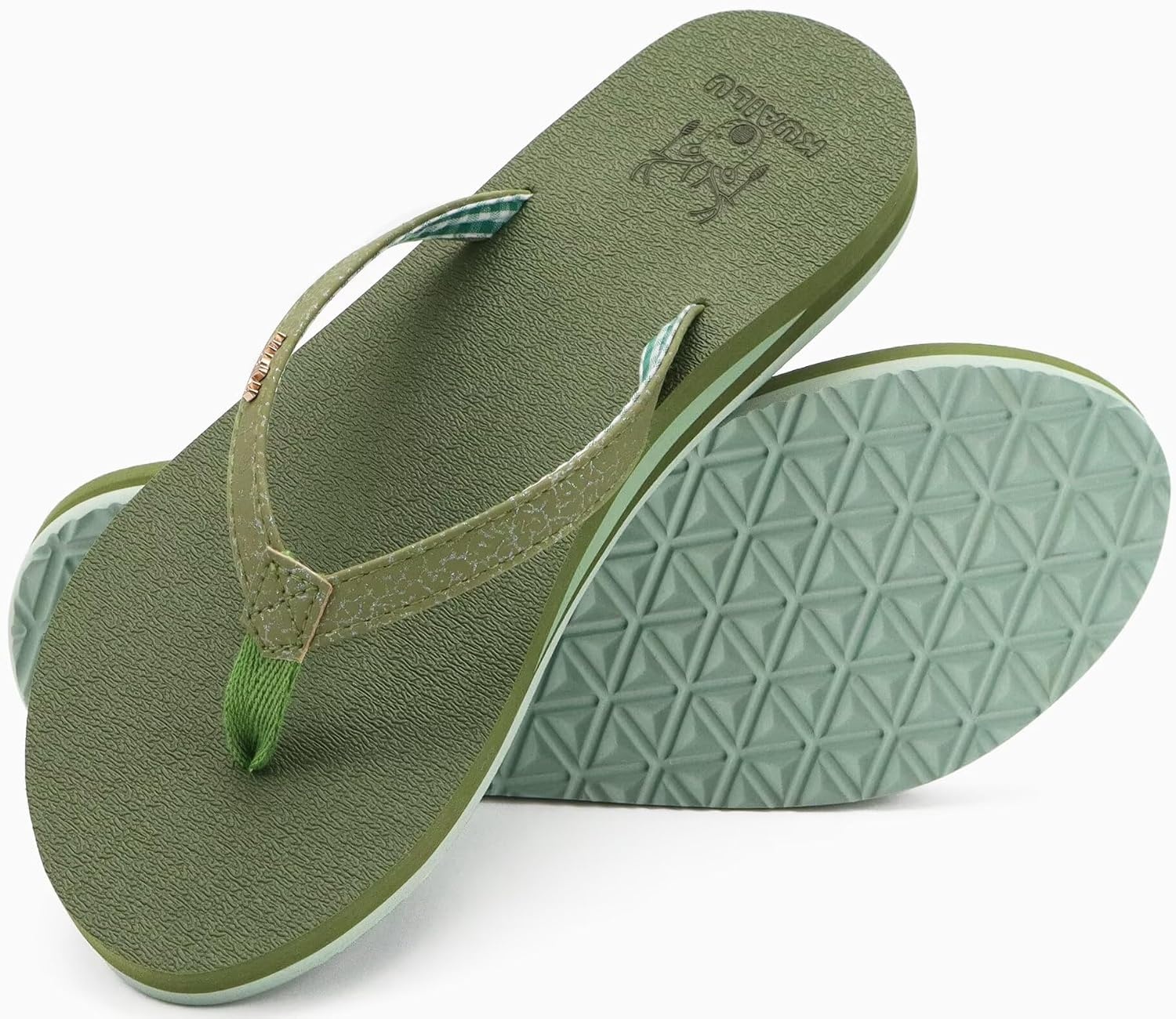 image:imageKuaiLu Flip Flops for Women with Arch Support Summer Beach Thong SandalsGreen