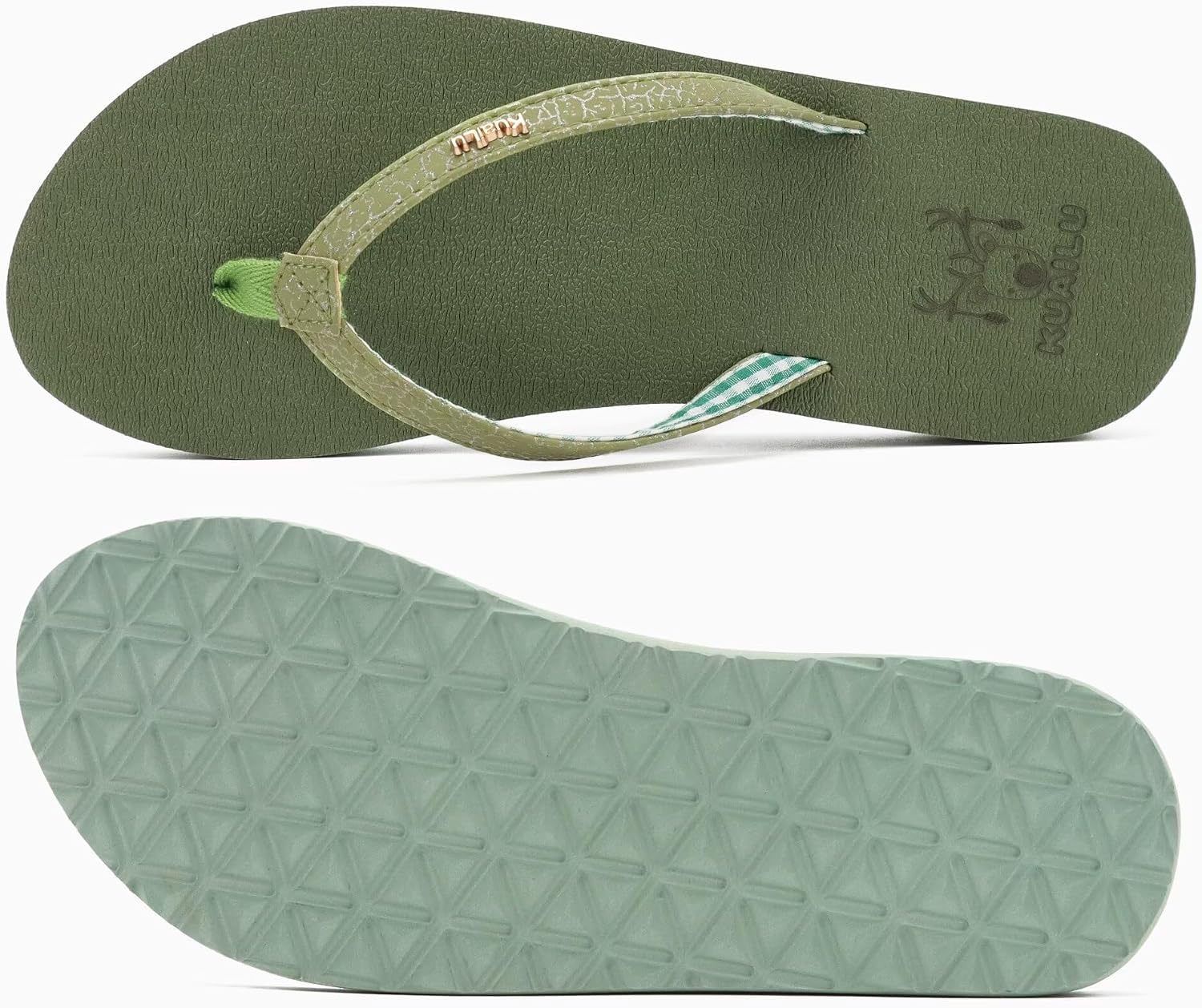image:imageKuaiLu Flip Flops for Women with Arch Support Summer Beach Thong SandalsGreen