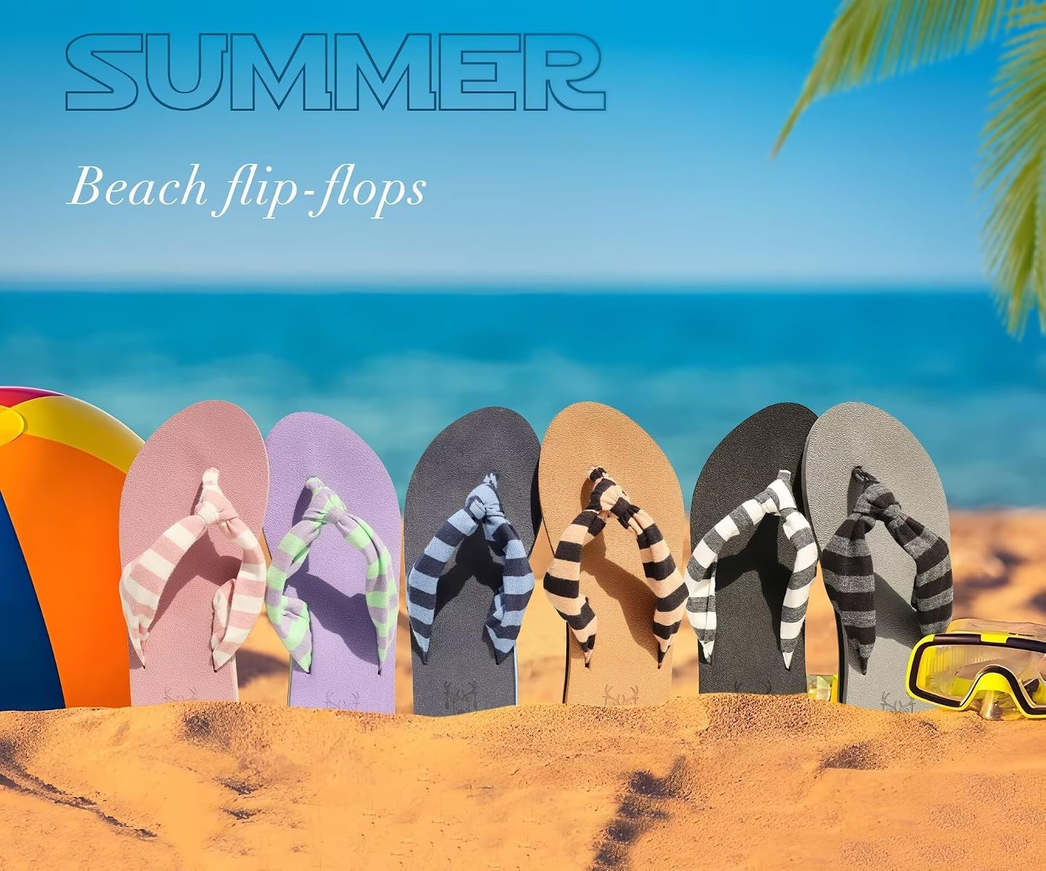 image:imageKuaiLu Flip Flops for Women with Arch Support Summer Beach Thong SandalsGrey Black