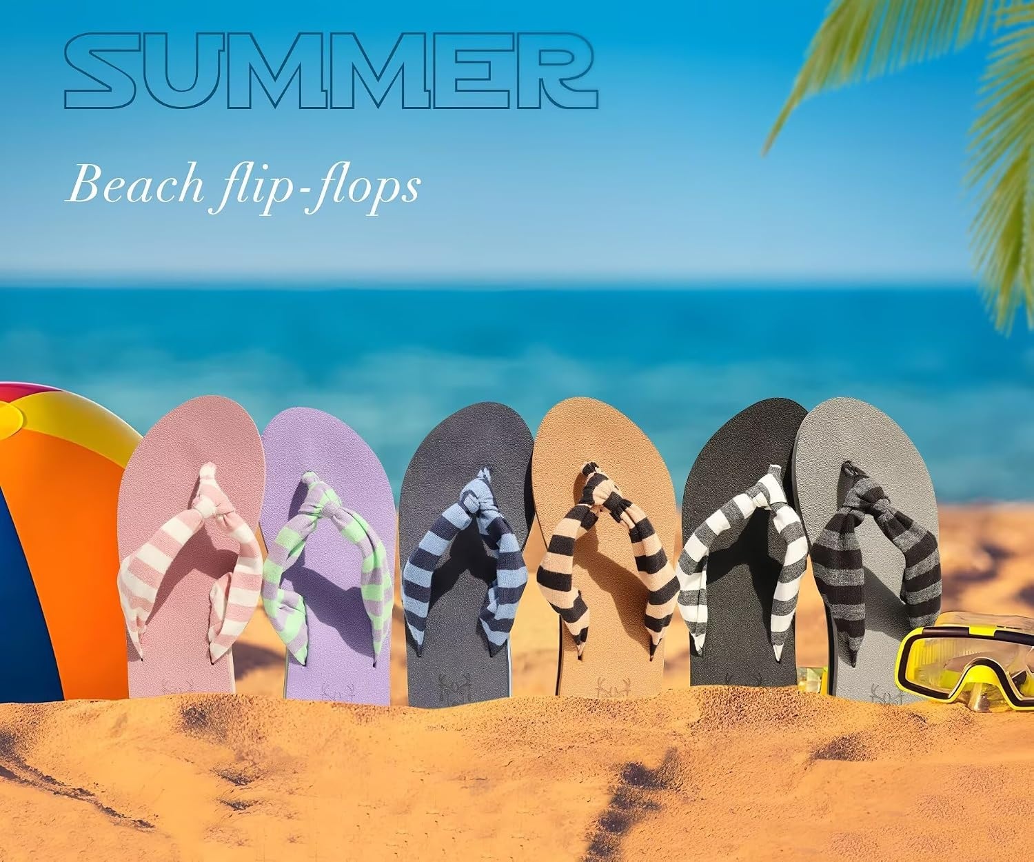 image:imageKuaiLu Flip Flops for Women with Arch Support Summer Beach Thong SandalsPink White
