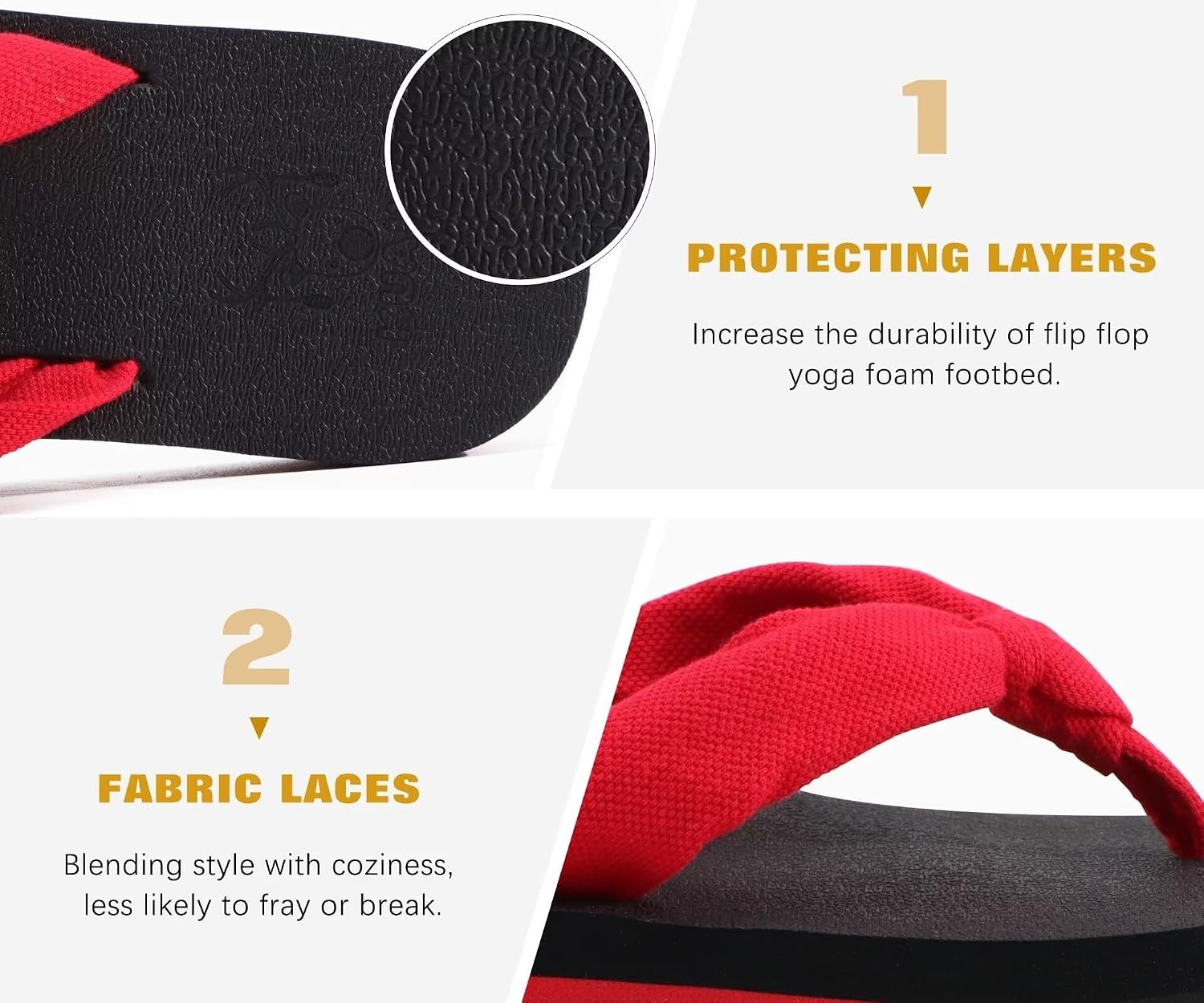 image:imageKuaiLu Flip Flops for Women with Arch Support Summer Beach Thong SandalsRed Black
