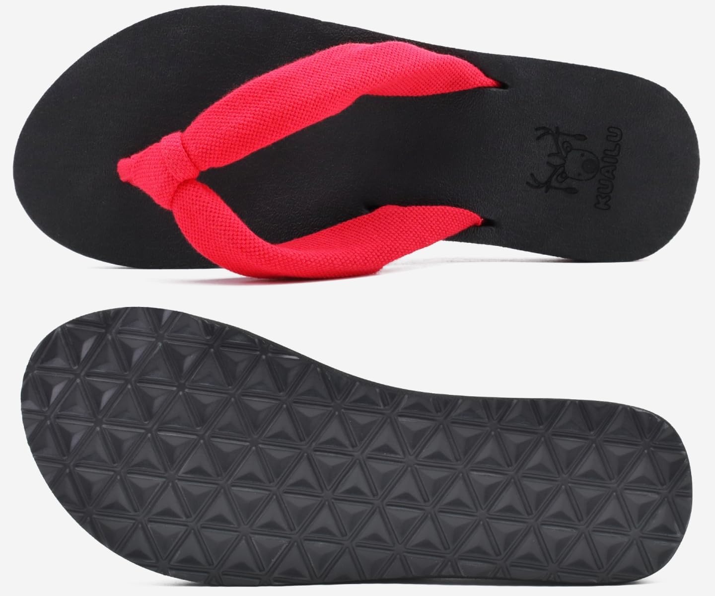 image:imageKuaiLu Flip Flops for Women with Arch Support Summer Beach Thong SandalsRed Black