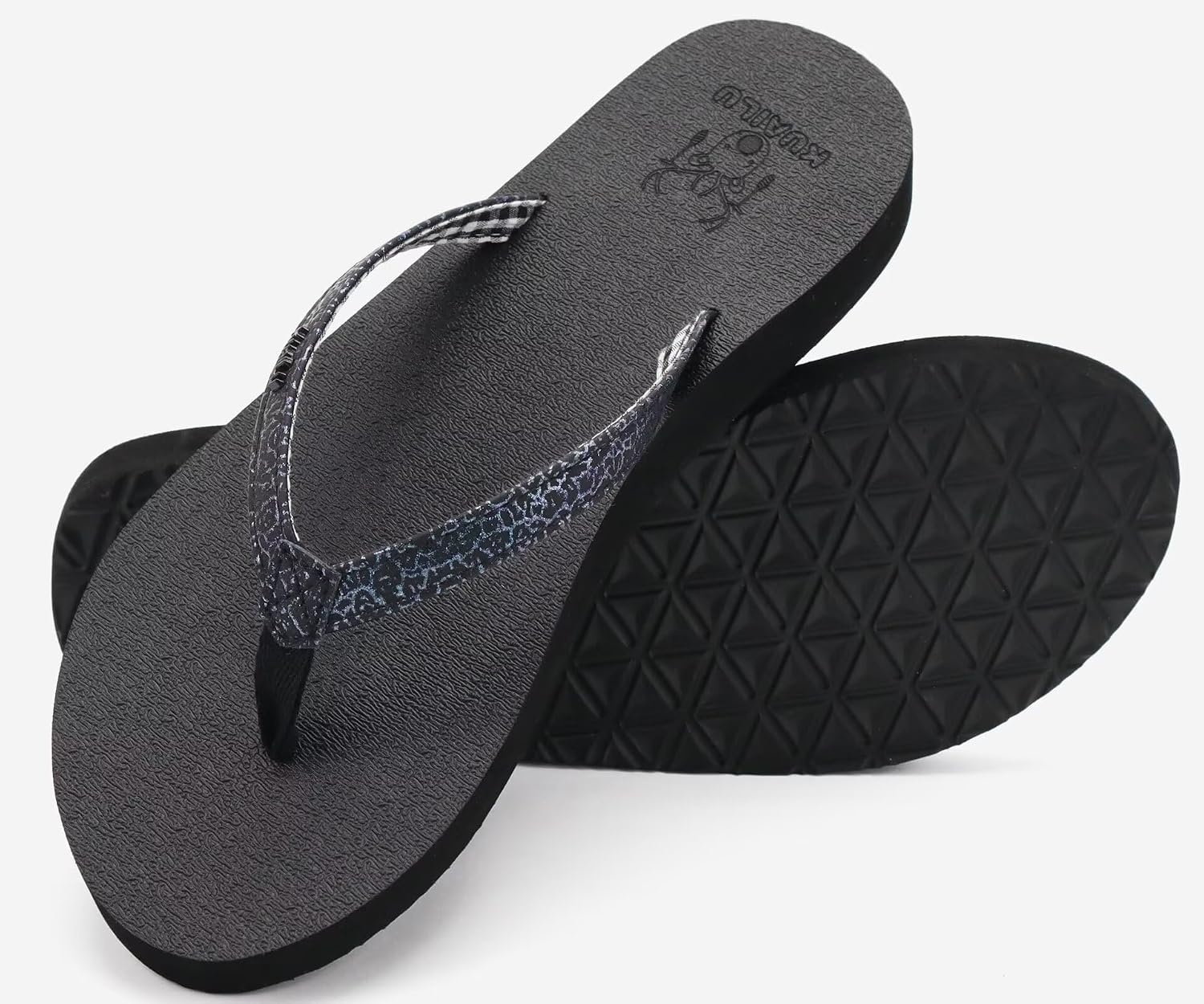 image:imageKuaiLu Flip Flops for Women with Arch Support Summer Beach Thong SandalsSequined Black