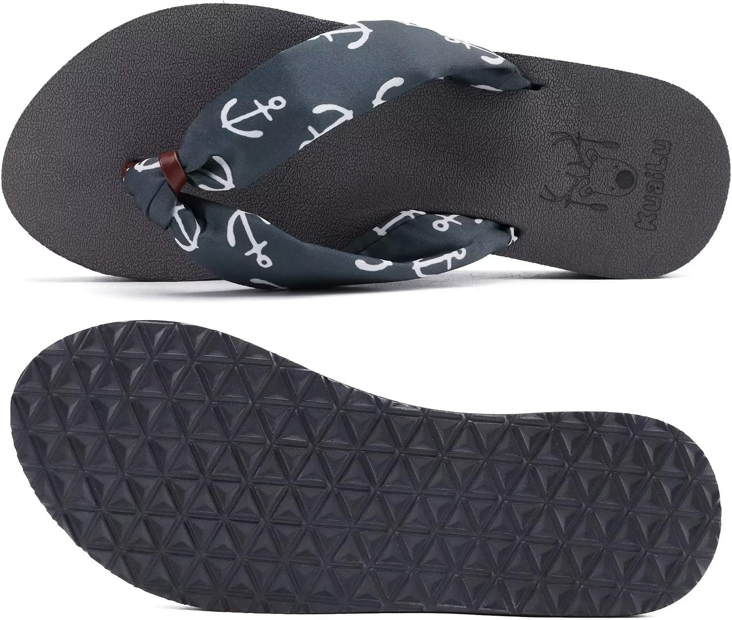 image:imageKuaiLu Flip Flops for Women with Arch Support Summer Beach Thong SandalsSilk Grey