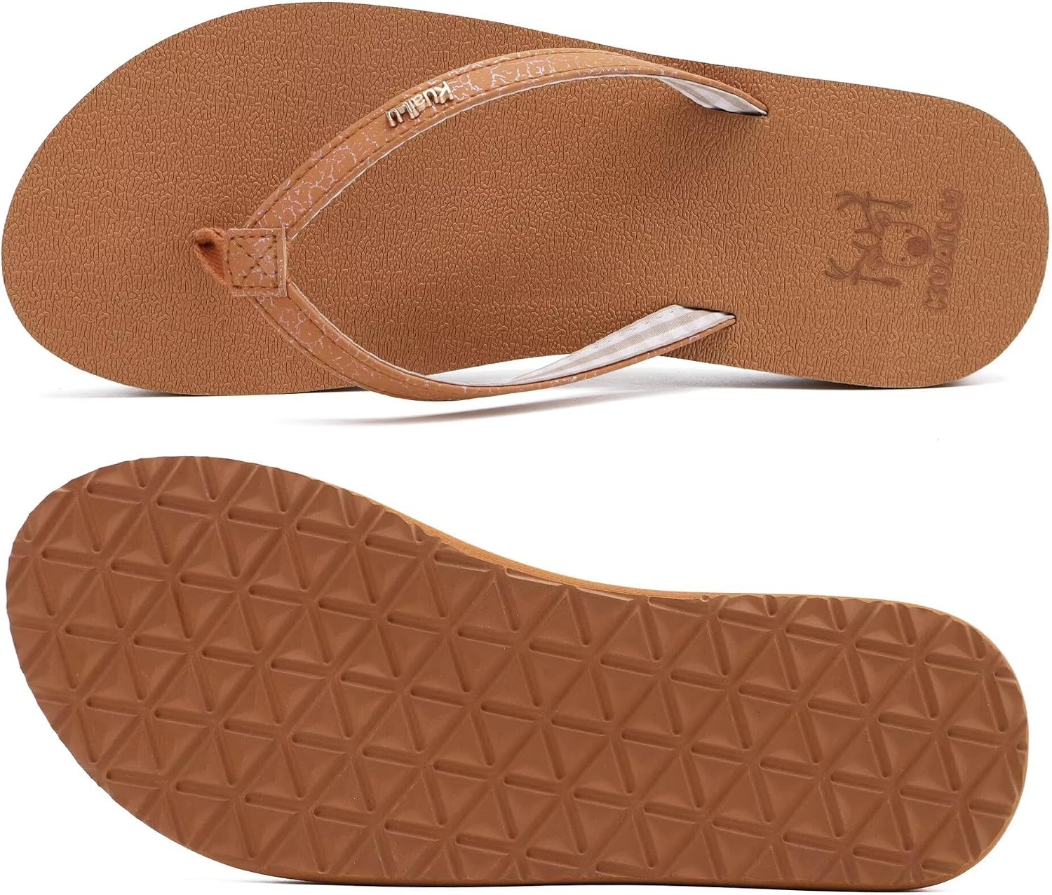 image:imageKuaiLu Flip Flops for Women with Arch Support Summer Beach Thong SandalsTan