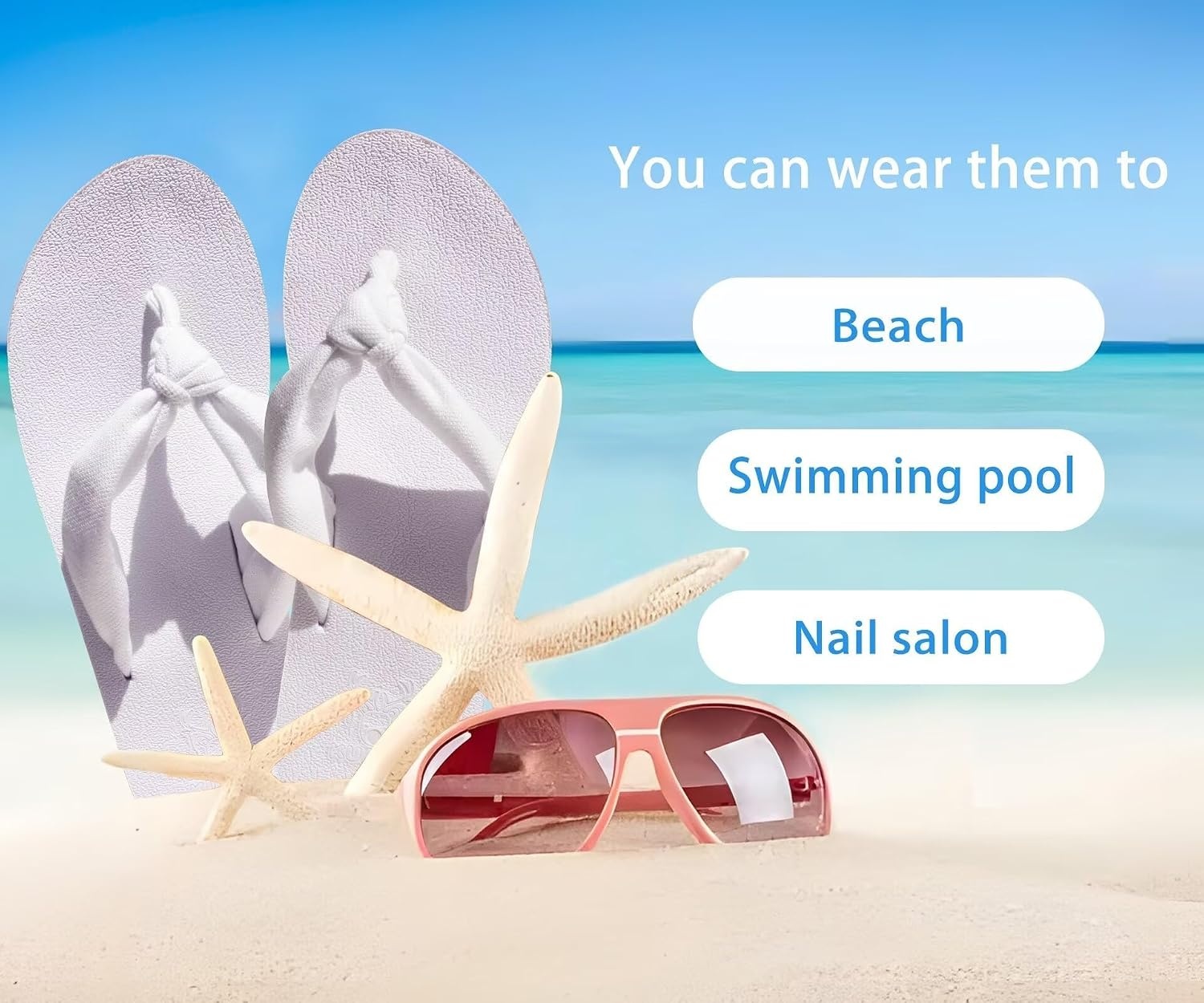 image:imageKuaiLu Flip Flops for Women with Arch Support Summer Beach Thong SandalsWhite