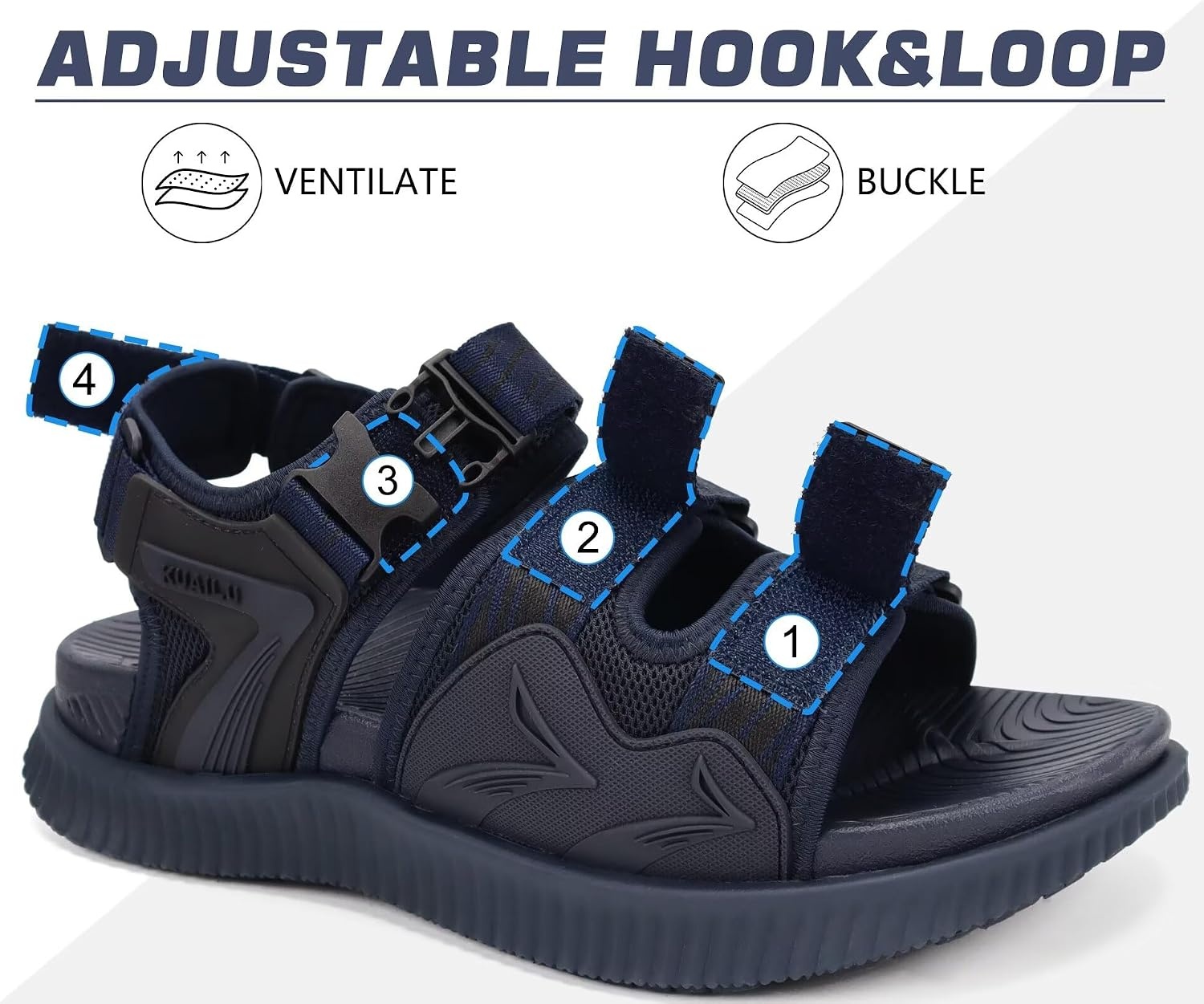 image:imageKuaiLu Mens Arch Support Hiking Sandals Orthopedic Athletic Walking SandlesBlue