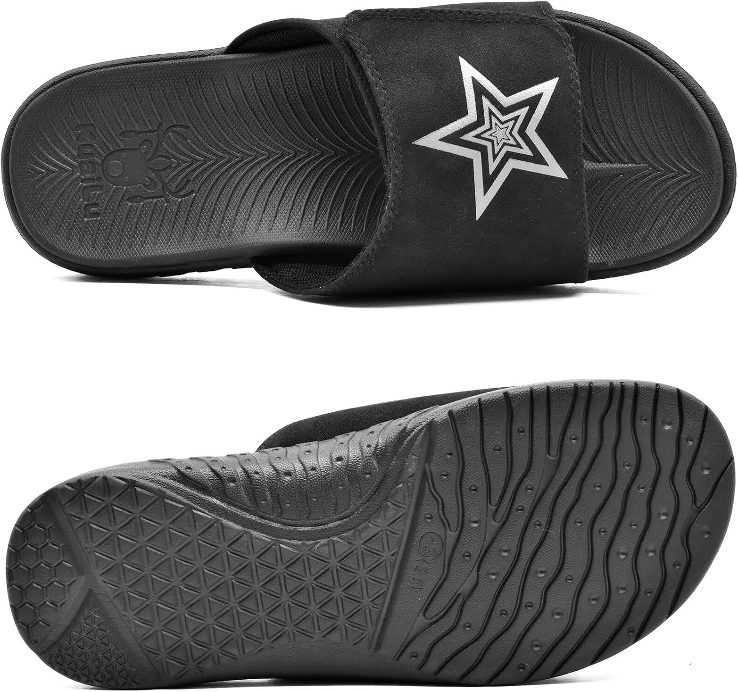 image:imageKuaiLu Mens Athletic Slides Wide Adjustable Arch Support Sport SandalsAll Black