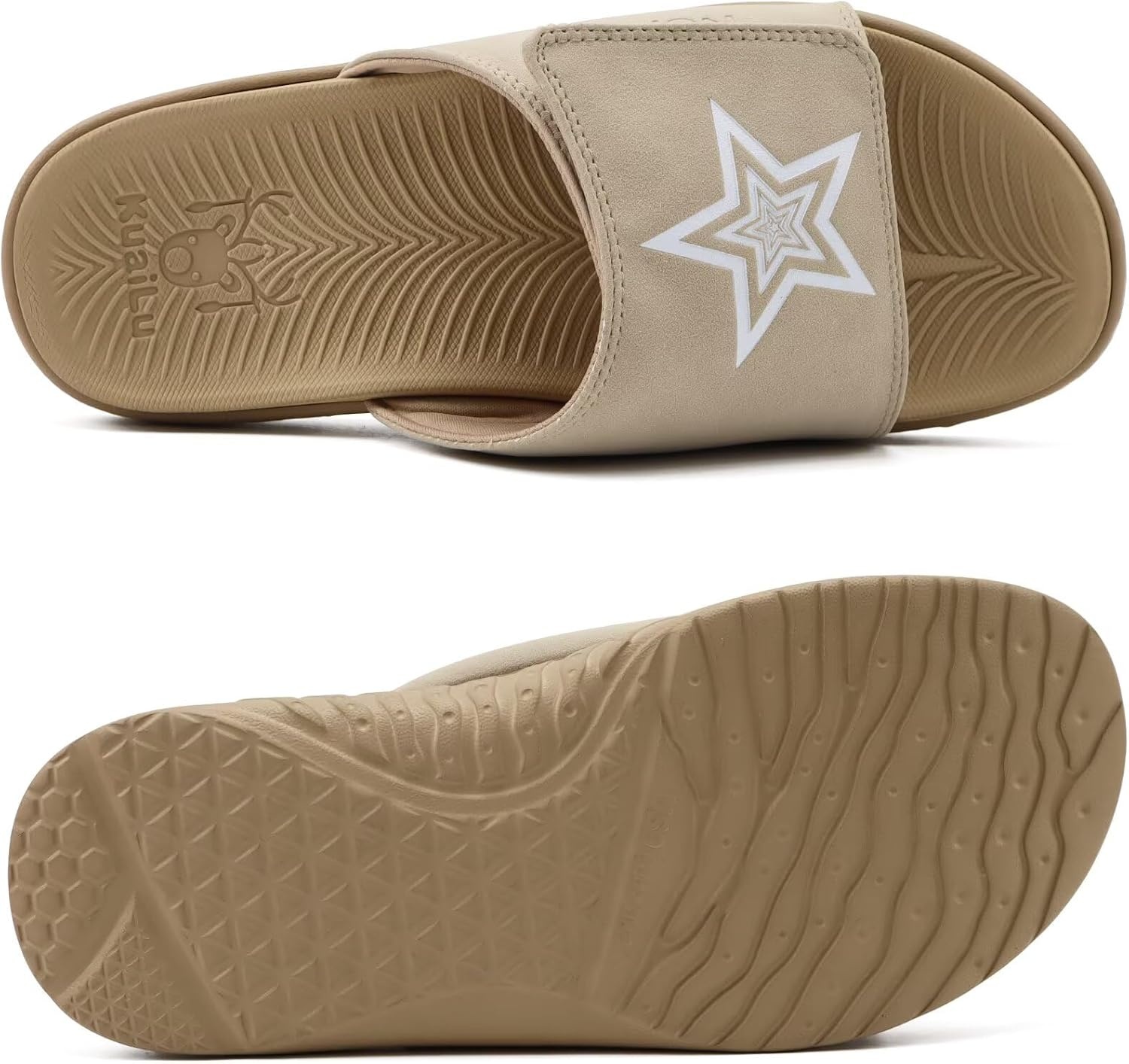 image:imageKuaiLu Mens Athletic Slides Wide Adjustable Arch Support Sport SandalsBeige