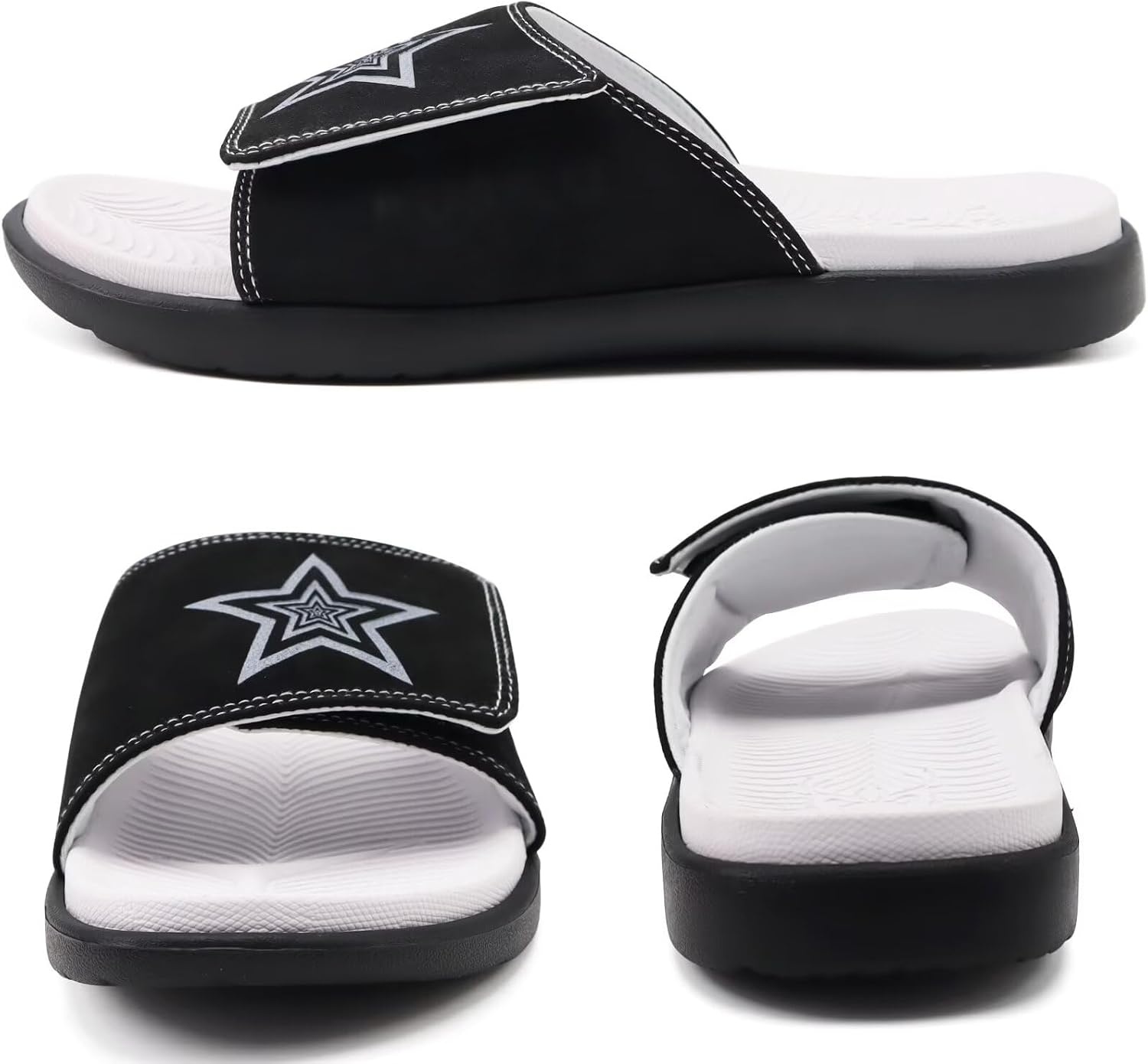 image:imageKuaiLu Mens Athletic Slides Wide Adjustable Arch Support Sport SandalsBlack White