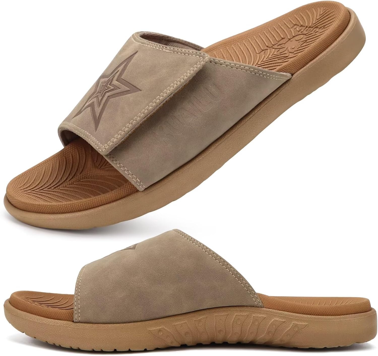 image:imageKuaiLu Mens Athletic Slides Wide Adjustable Arch Support Sport SandalsChestnut