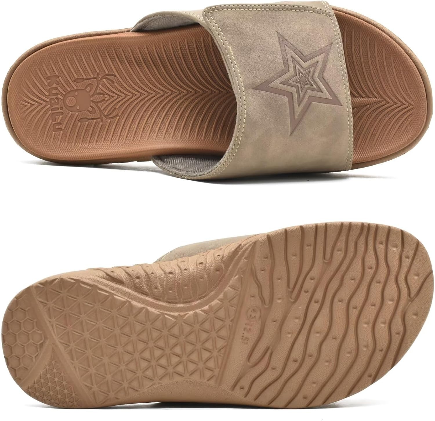 image:imageKuaiLu Mens Athletic Slides Wide Adjustable Arch Support Sport SandalsChestnut