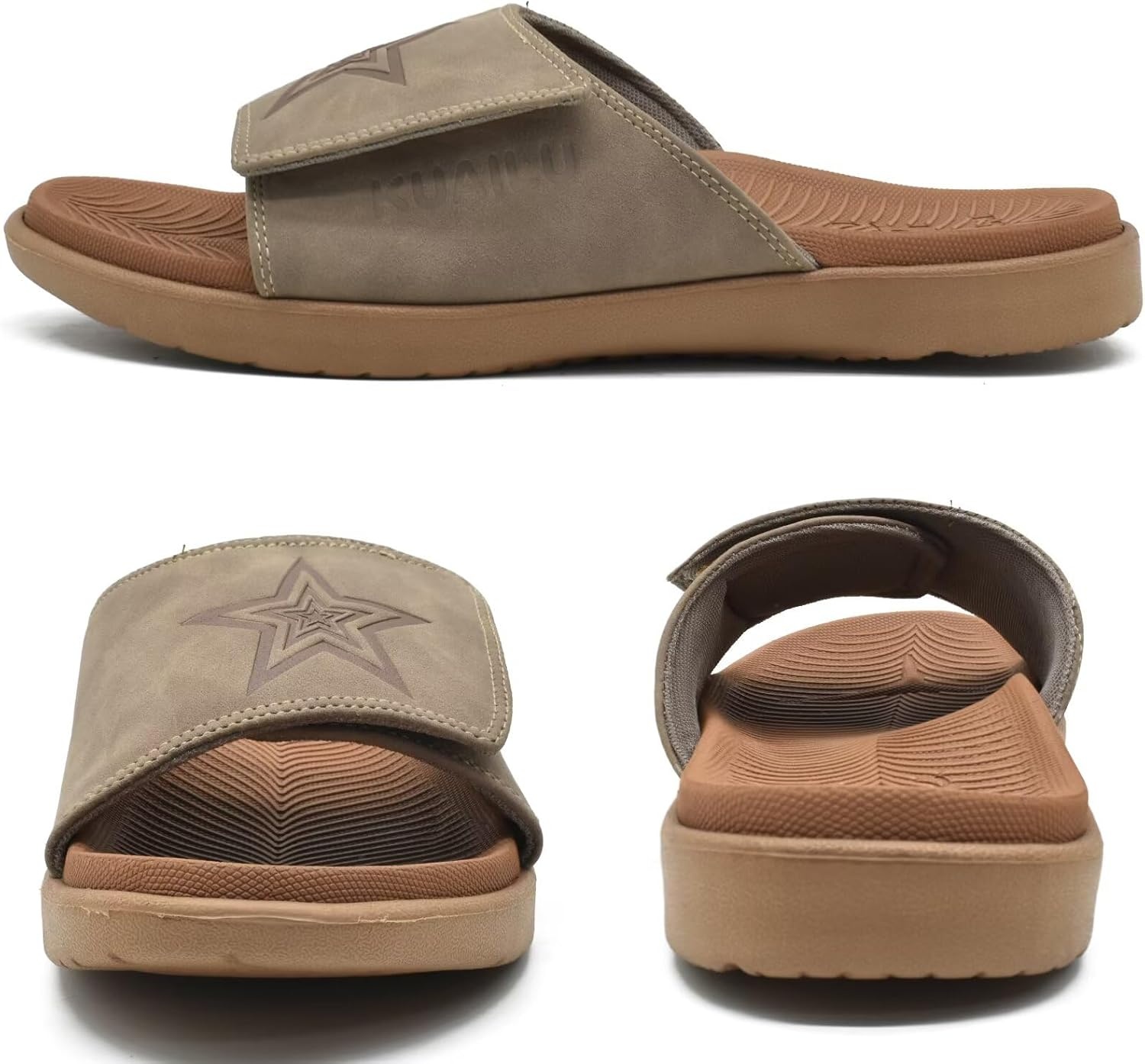 image:imageKuaiLu Mens Athletic Slides Wide Adjustable Arch Support Sport SandalsChestnut