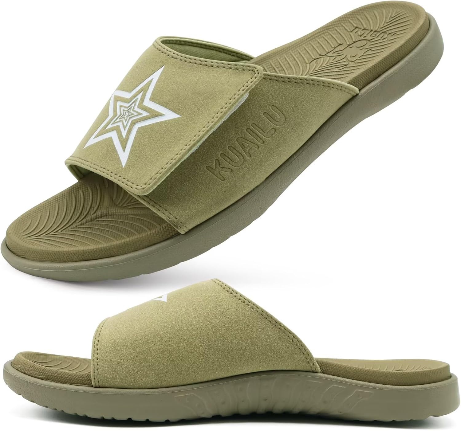 image:imageKuaiLu Mens Athletic Slides Wide Adjustable Arch Support Sport SandalsGreen