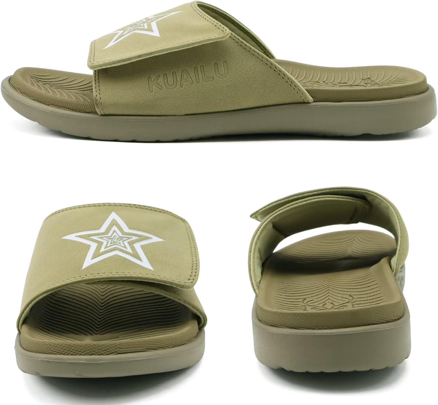 image:imageKuaiLu Mens Athletic Slides Wide Adjustable Arch Support Sport SandalsGreen