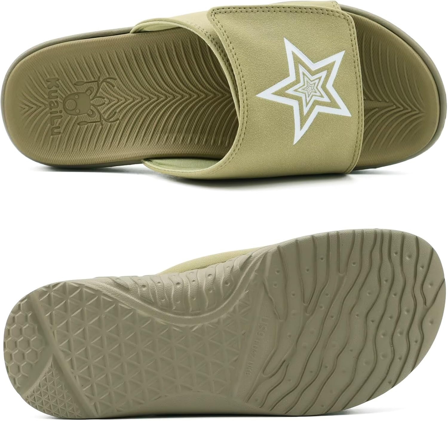 image:imageKuaiLu Mens Athletic Slides Wide Adjustable Arch Support Sport SandalsGreen