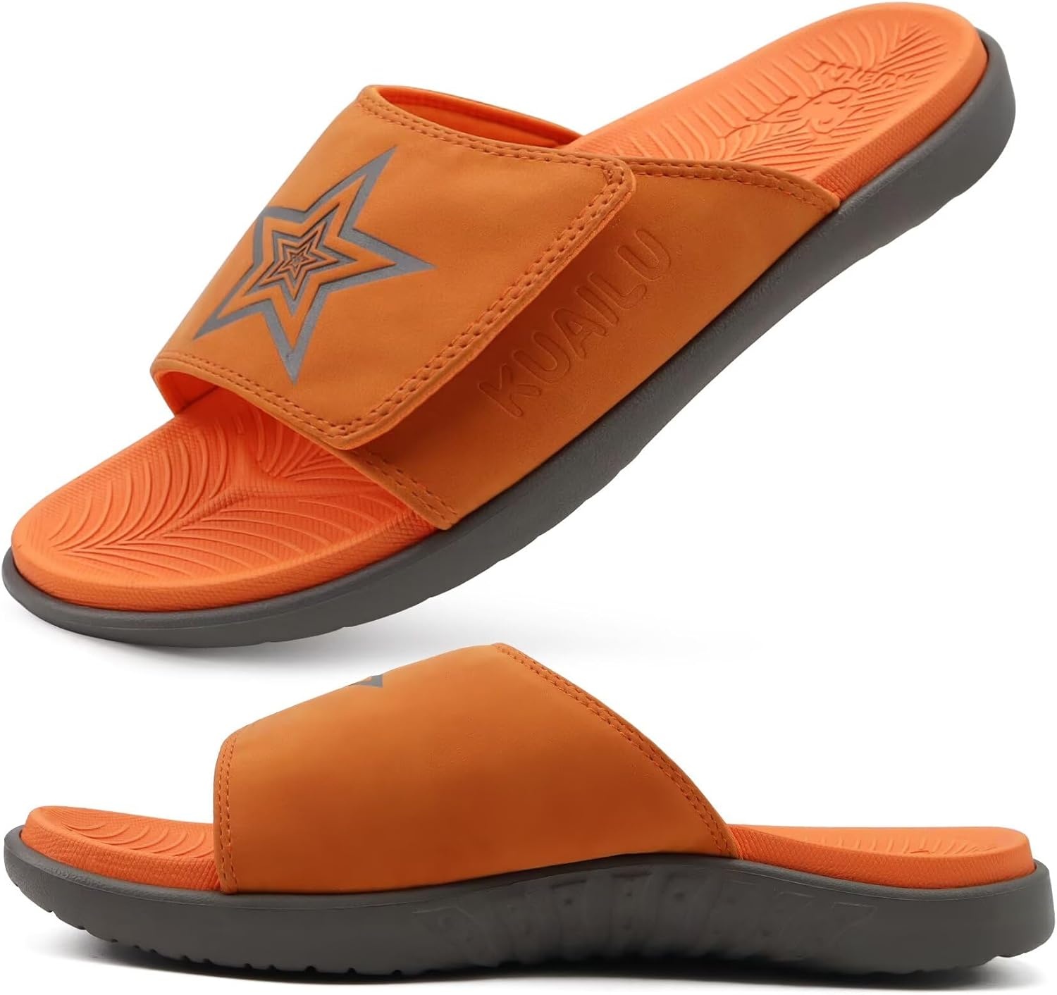 image:imageKuaiLu Mens Athletic Slides Wide Adjustable Arch Support Sport SandalsOrange