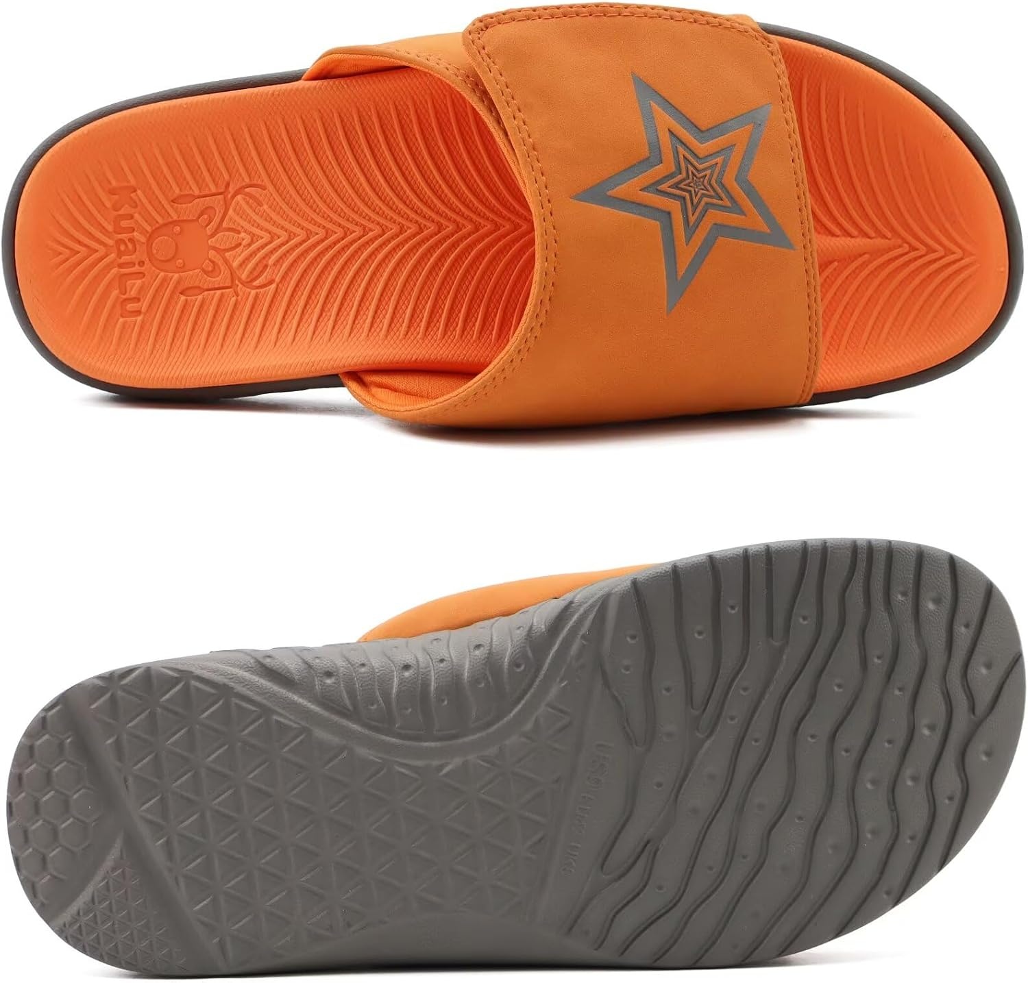 image:imageKuaiLu Mens Athletic Slides Wide Adjustable Arch Support Sport SandalsOrange