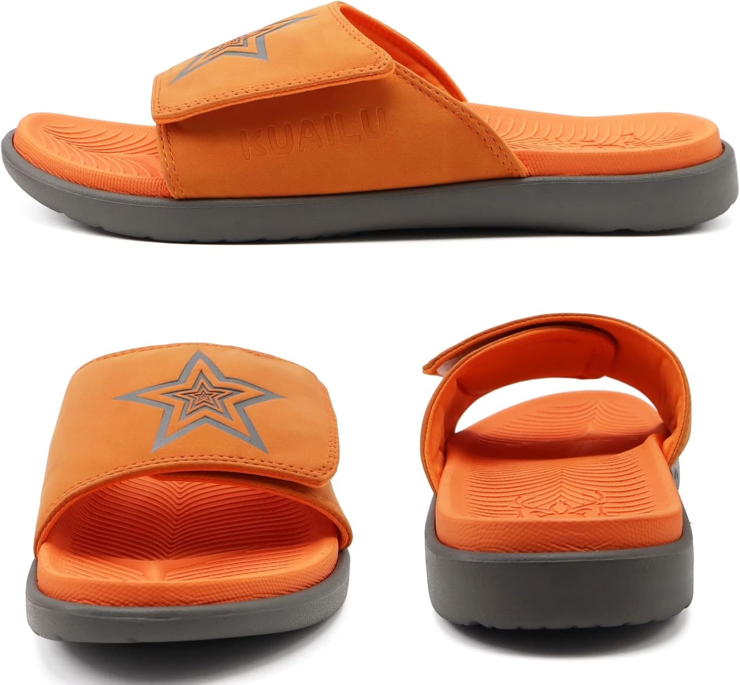 image:imageKuaiLu Mens Athletic Slides Wide Adjustable Arch Support Sport SandalsOrange