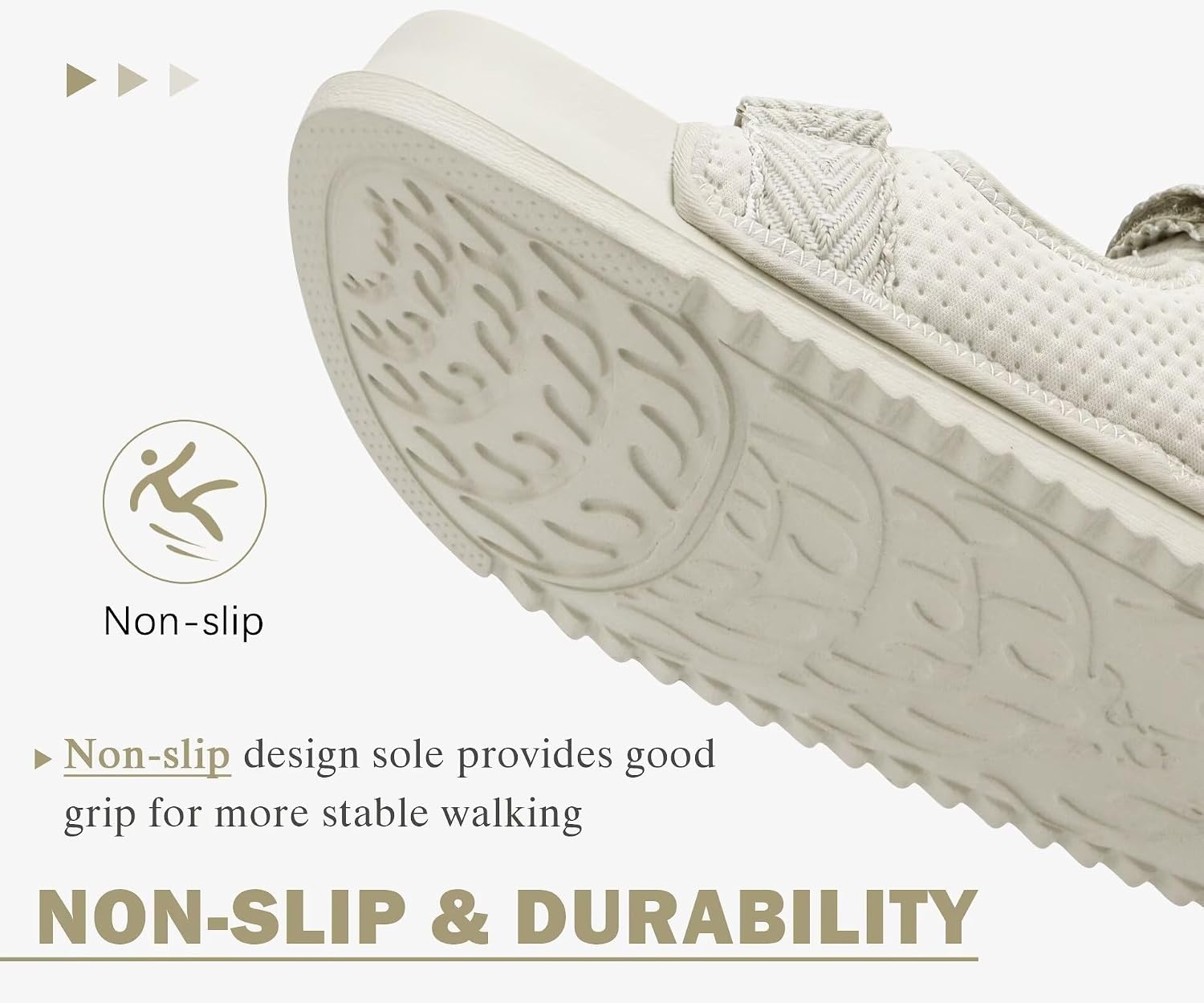image:imageKuaiLu Mens Casual Sandals with Comfortable Orthopedic Arch Support Summer Beach Walking Shoes Cushion Slides Slip on Indoor OutdoorBeige