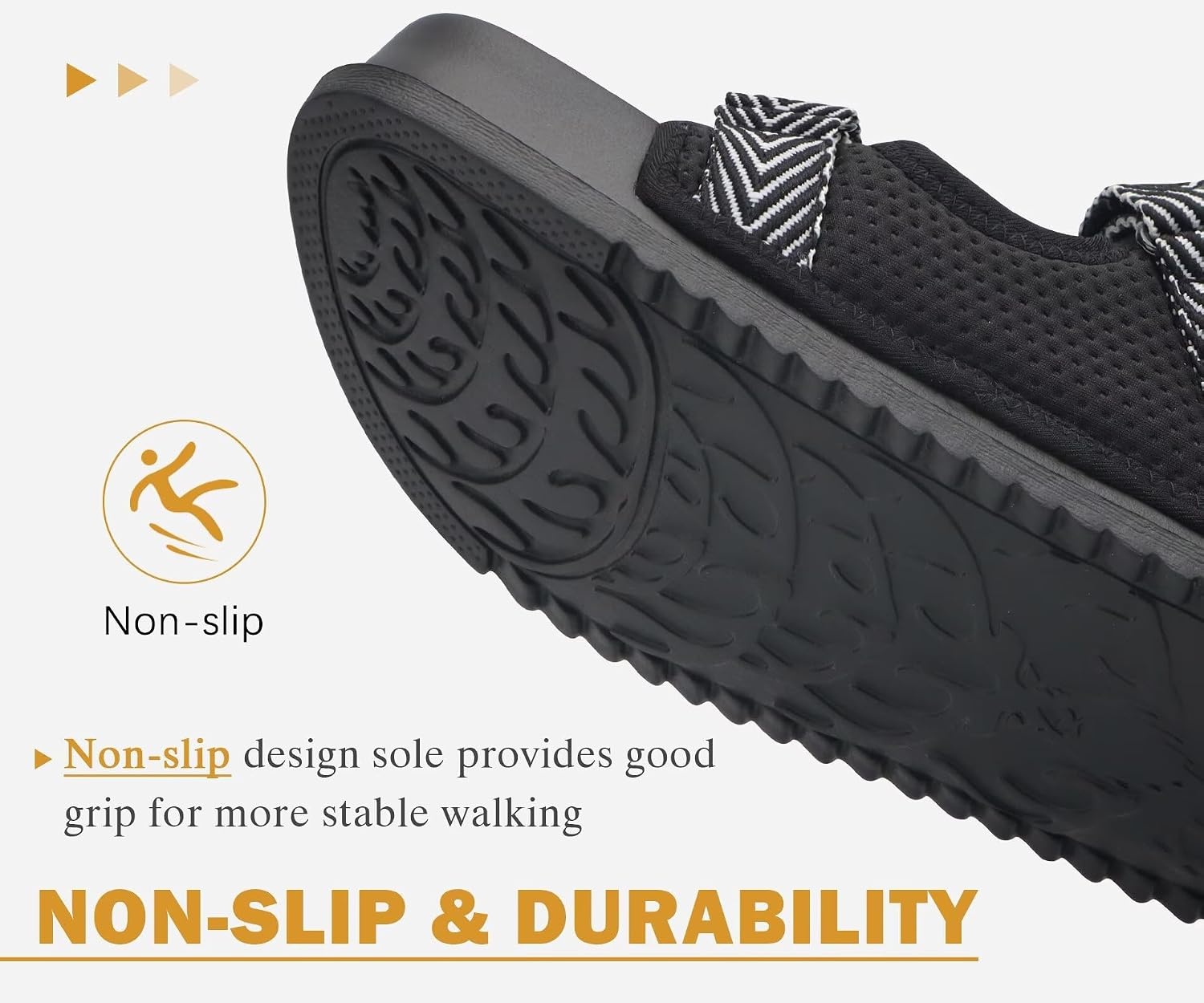 image:imageKuaiLu Mens Casual Sandals with Comfortable Orthopedic Arch Support Summer Beach Walking Shoes Cushion Slides Slip on Indoor OutdoorBlack