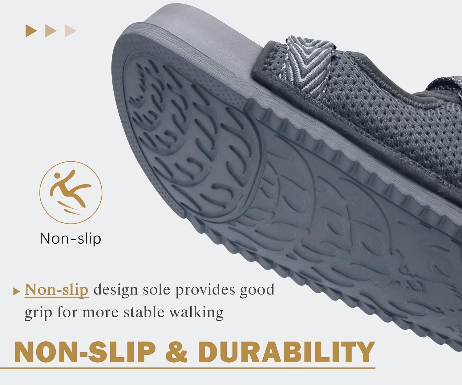 image:imageKuaiLu Mens Casual Sandals with Comfortable Orthopedic Arch Support Summer Beach Walking Shoes Cushion Slides Slip on Indoor OutdoorGrey