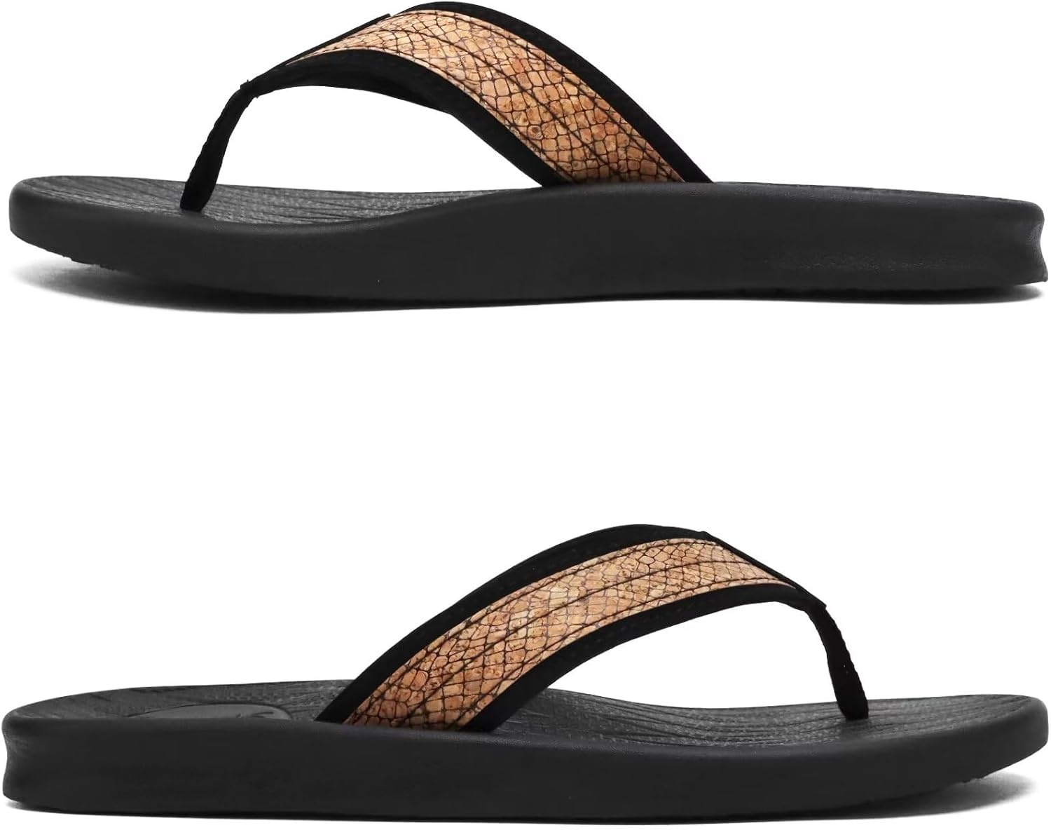 image:imageKuaiLu Mens Flip Flops Comfortable Arch Support Waterproof Thong SandalsWoodlike Black