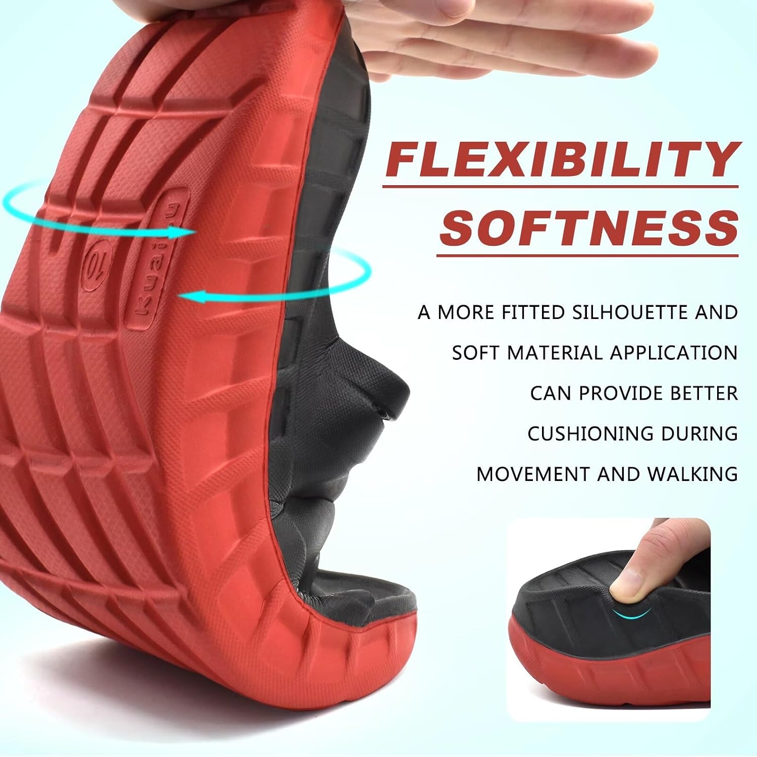 image:imageKuaiLu Mens Orthotic Recovery Sandals Arch Support Slides Plantar FasciitisBlackRed