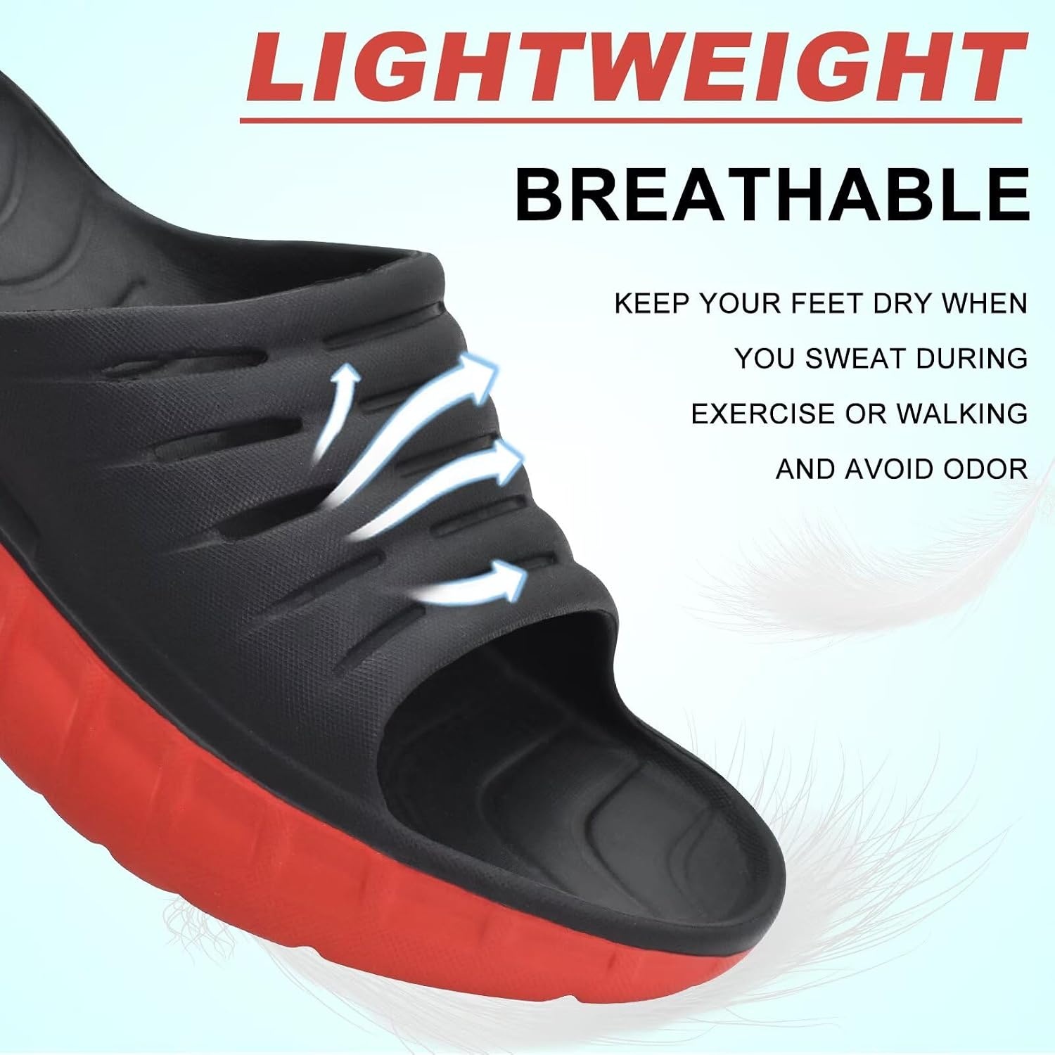 image:imageKuaiLu Mens Orthotic Recovery Sandals Arch Support Slides Plantar FasciitisBlackRed