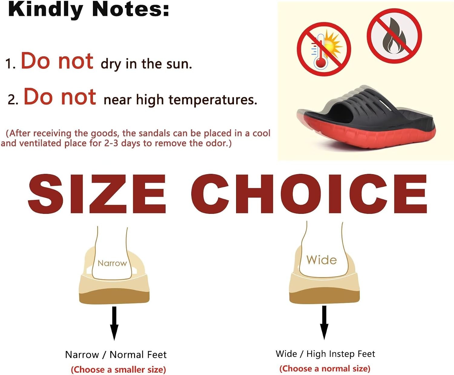 image:imageKuaiLu Mens Orthotic Recovery Sandals Arch Support Slides Plantar FasciitisBlackRed