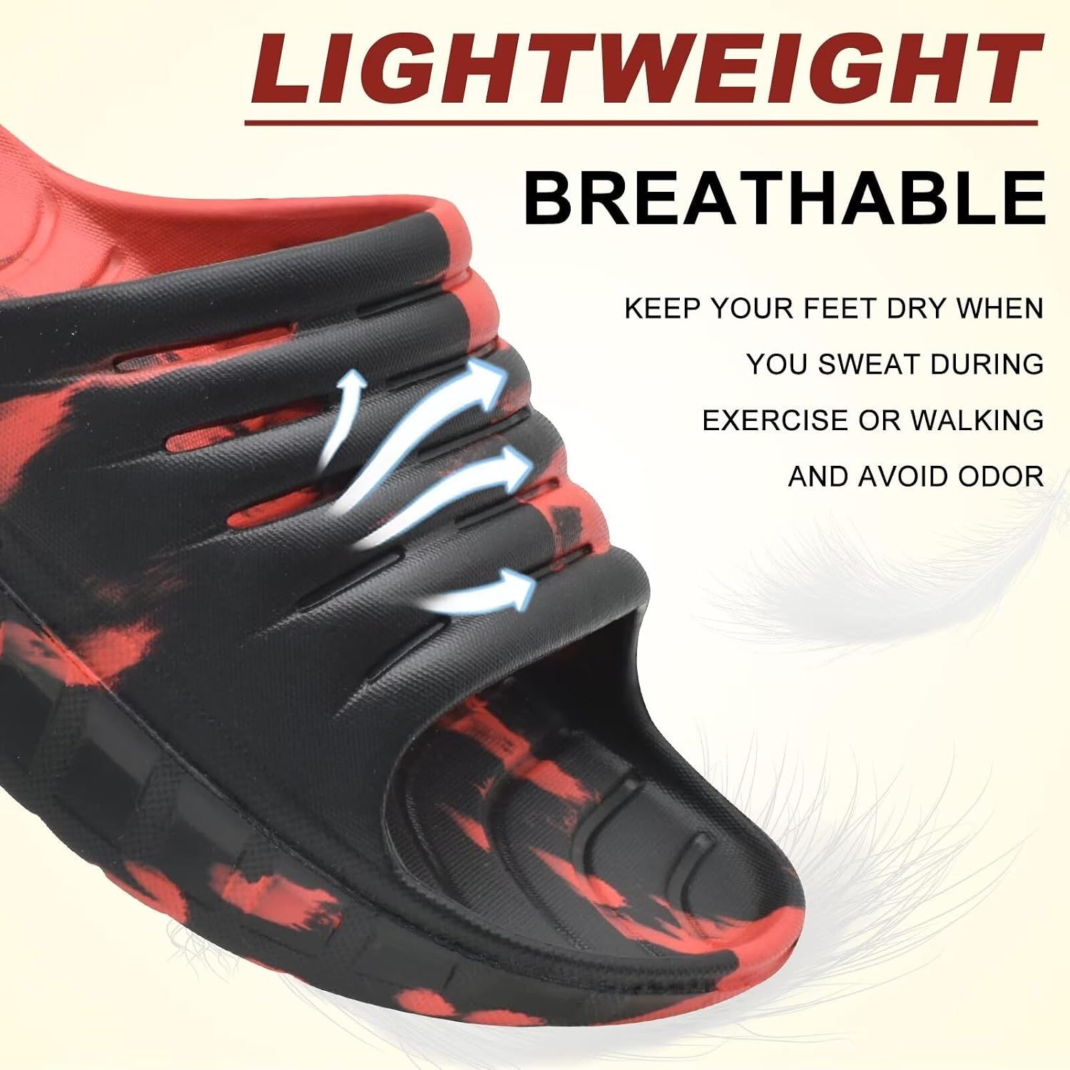 image:imageKuaiLu Mens Orthotic Recovery Sandals Arch Support Slides Plantar FasciitisCamored Black