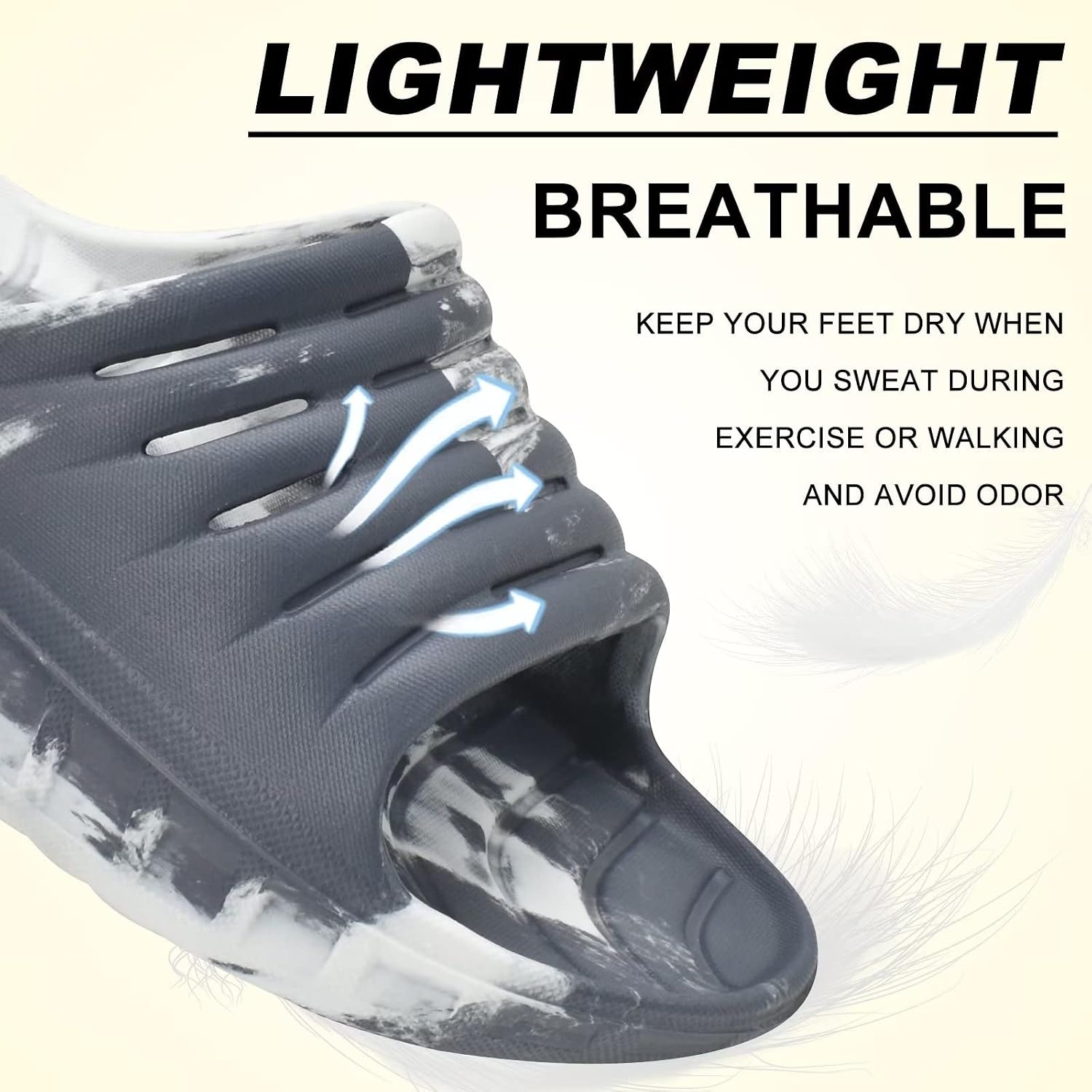 image:imageKuaiLu Mens Orthotic Recovery Sandals Arch Support Slides Plantar FasciitisGrey White
