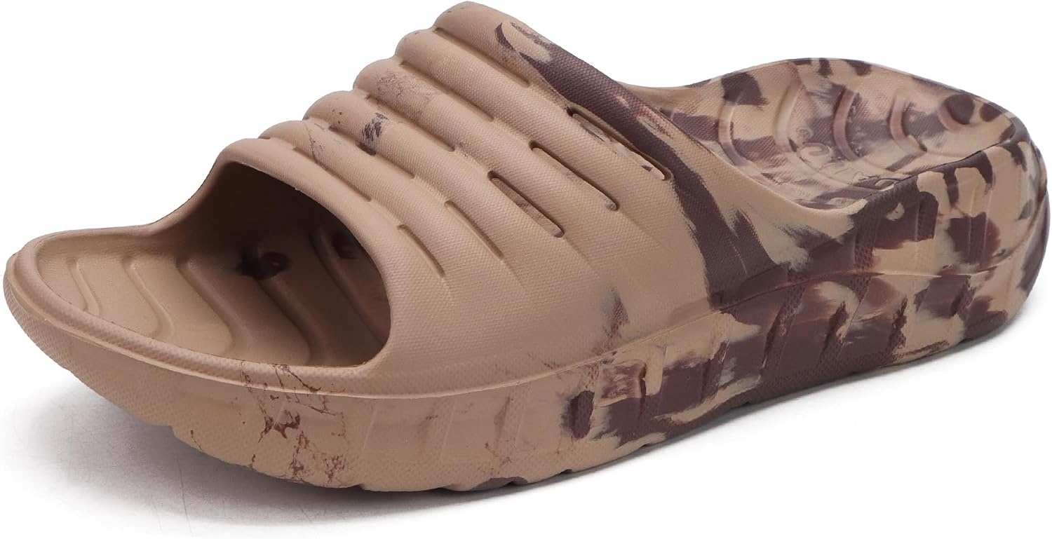 image:imageKuaiLu Mens Orthotic Recovery Sandals Arch Support Slides Plantar FasciitisTan