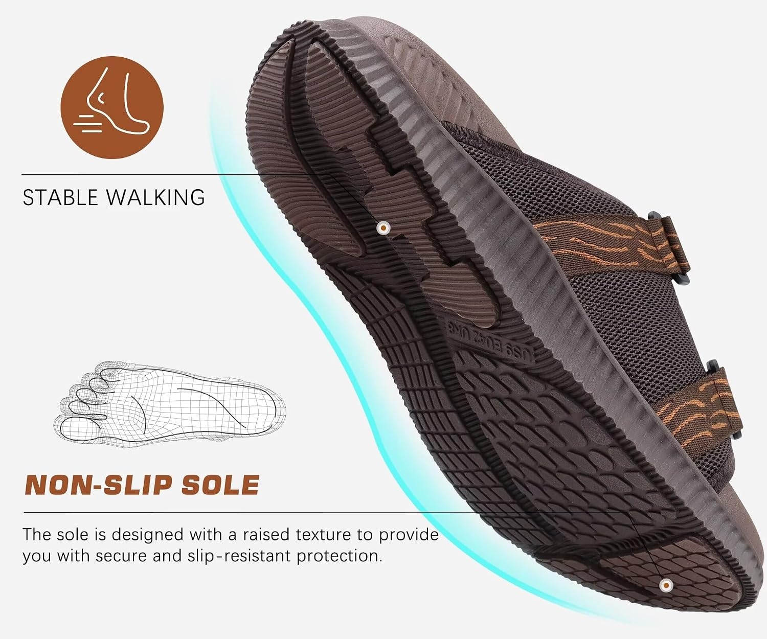 image:imageKuaiLu Mens Orthotic Sandals Arch Support Cushion Recovery Walking SlidesBrown