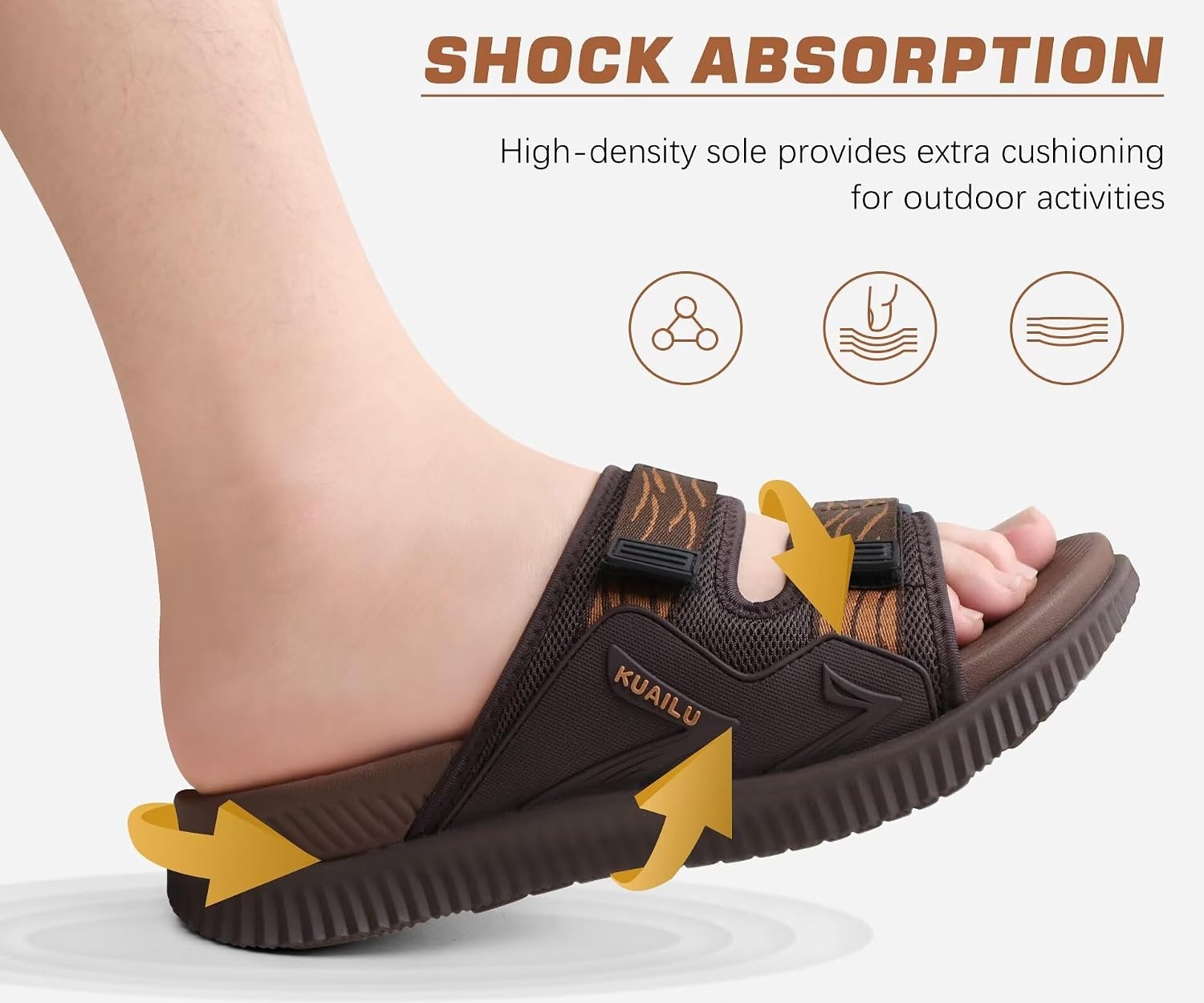 image:imageKuaiLu Mens Orthotic Sandals Arch Support Cushion Recovery Walking SlidesBrown