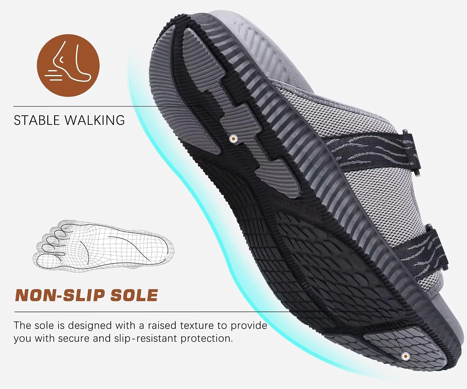 image:imageKuaiLu Mens Orthotic Sandals Arch Support Cushion Recovery Walking SlidesGrey