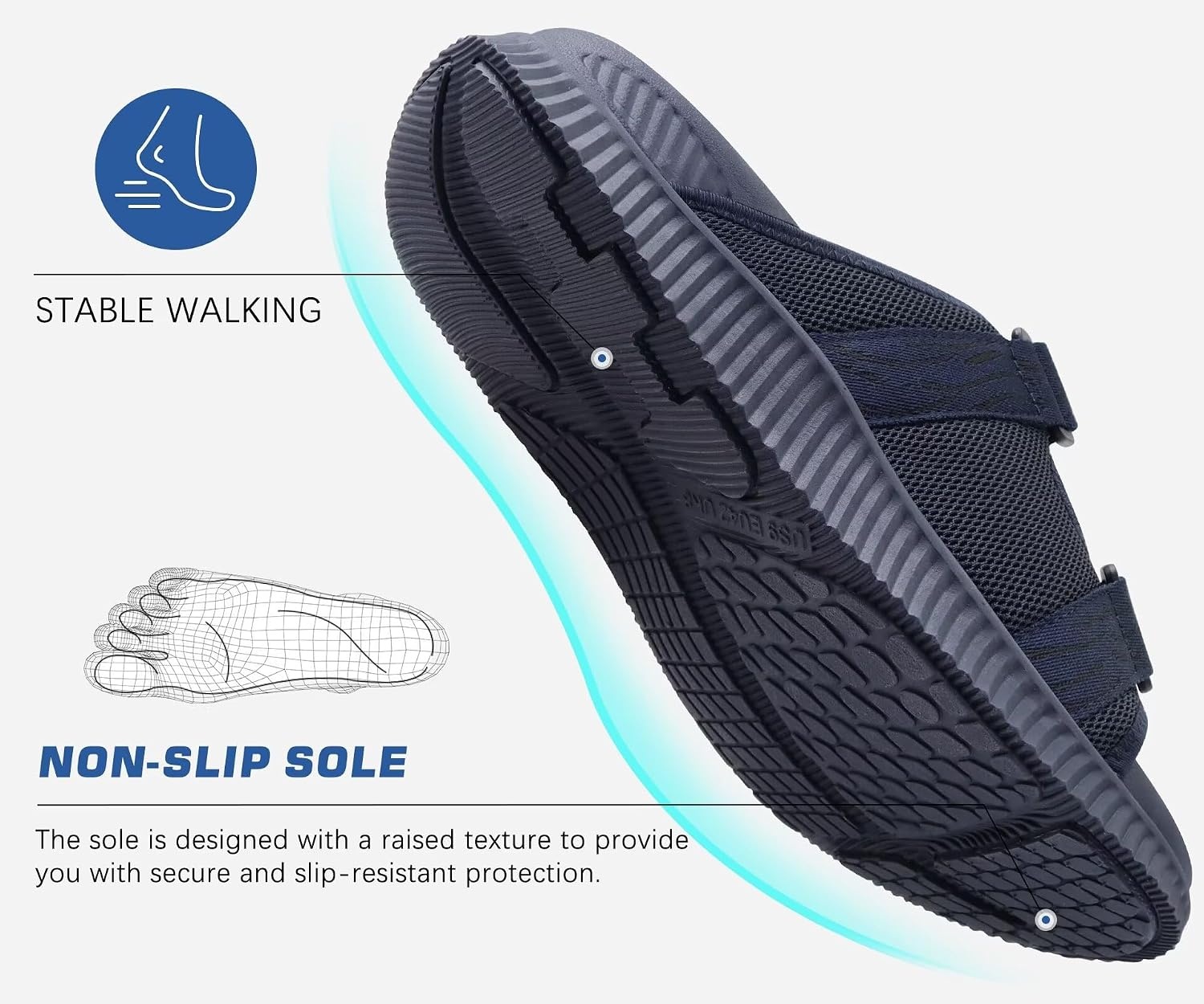 image:imageKuaiLu Mens Orthotic Sandals Arch Support Cushion Recovery Walking SlidesNavy