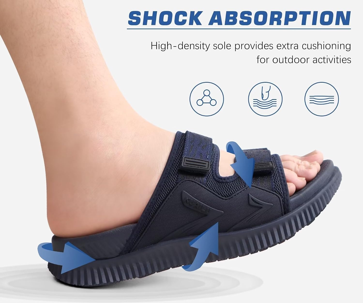 image:imageKuaiLu Mens Orthotic Sandals Arch Support Cushion Recovery Walking SlidesNavy