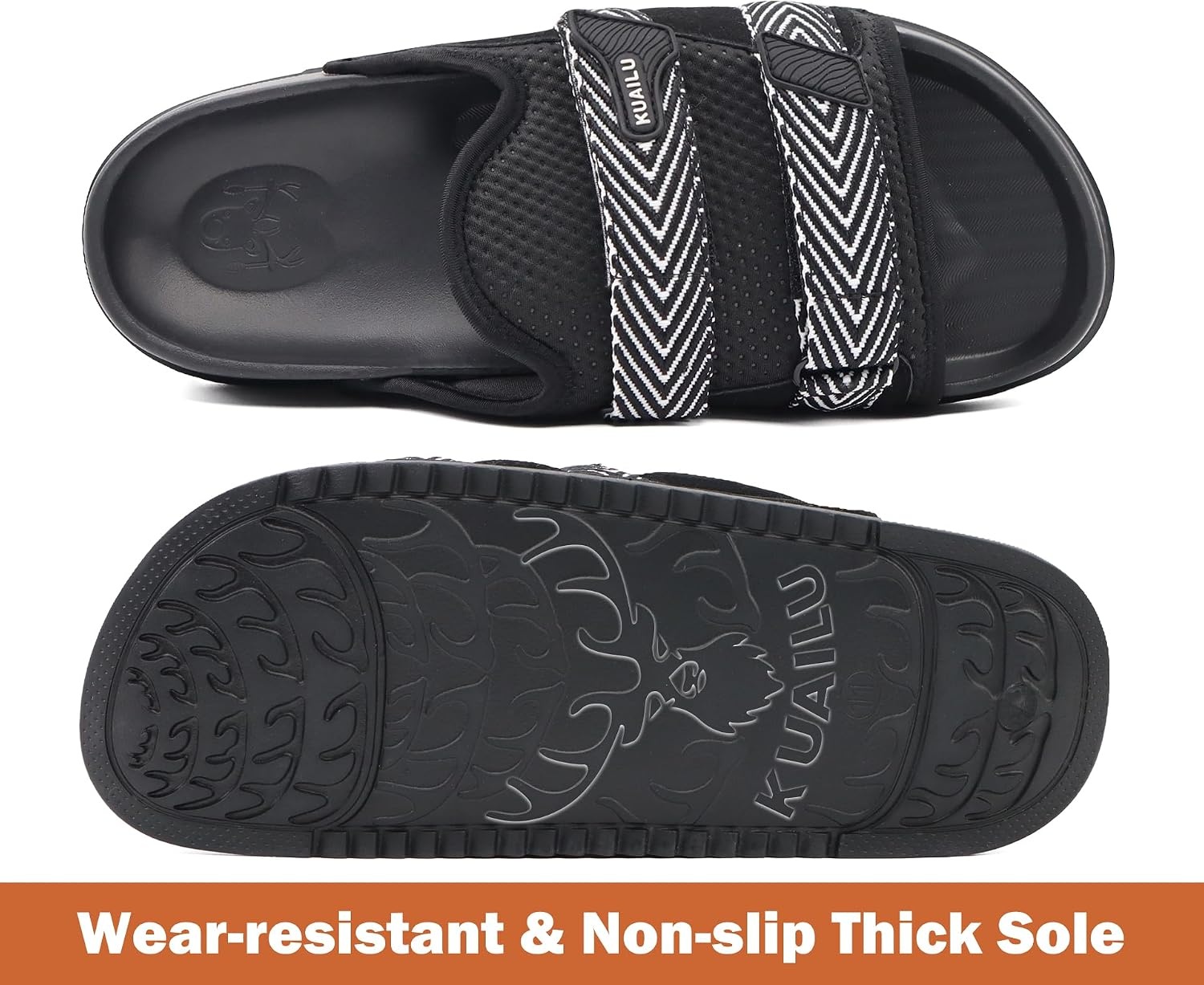 image:imageKuaiLu Mens Orthotic Sandals Comfort Arch Support Fabric Sandal SlippersBlack