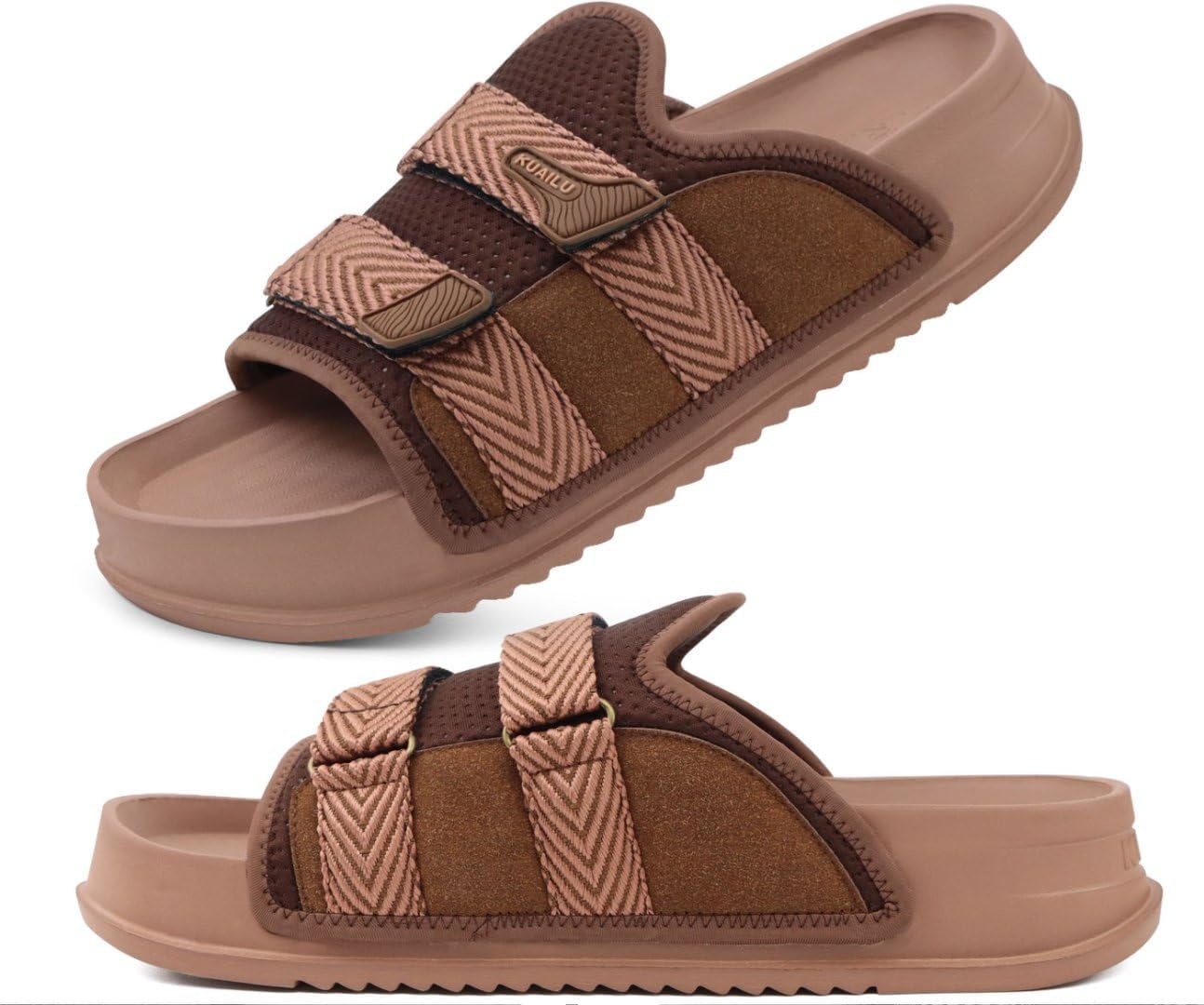 image:imageKuaiLu Mens Orthotic Sandals Comfort Arch Support Fabric Sandal SlippersDark Brown