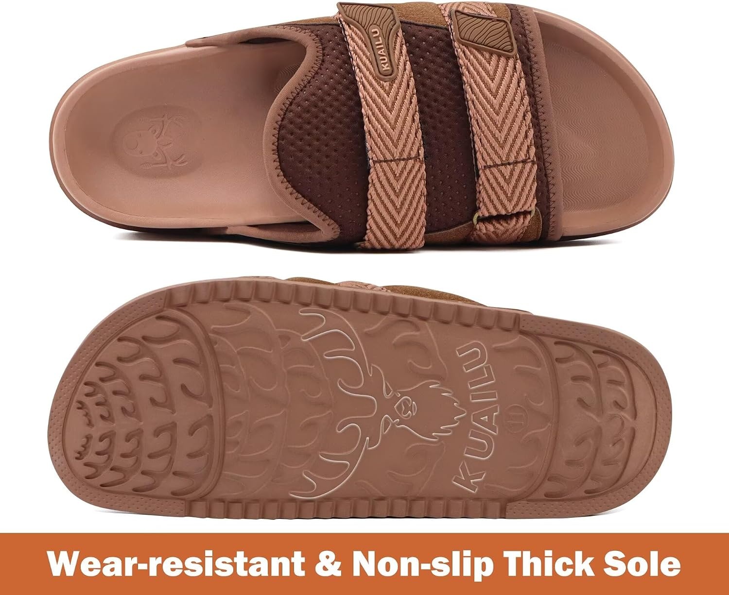 image:imageKuaiLu Mens Orthotic Sandals Comfort Arch Support Fabric Sandal SlippersDark Brown