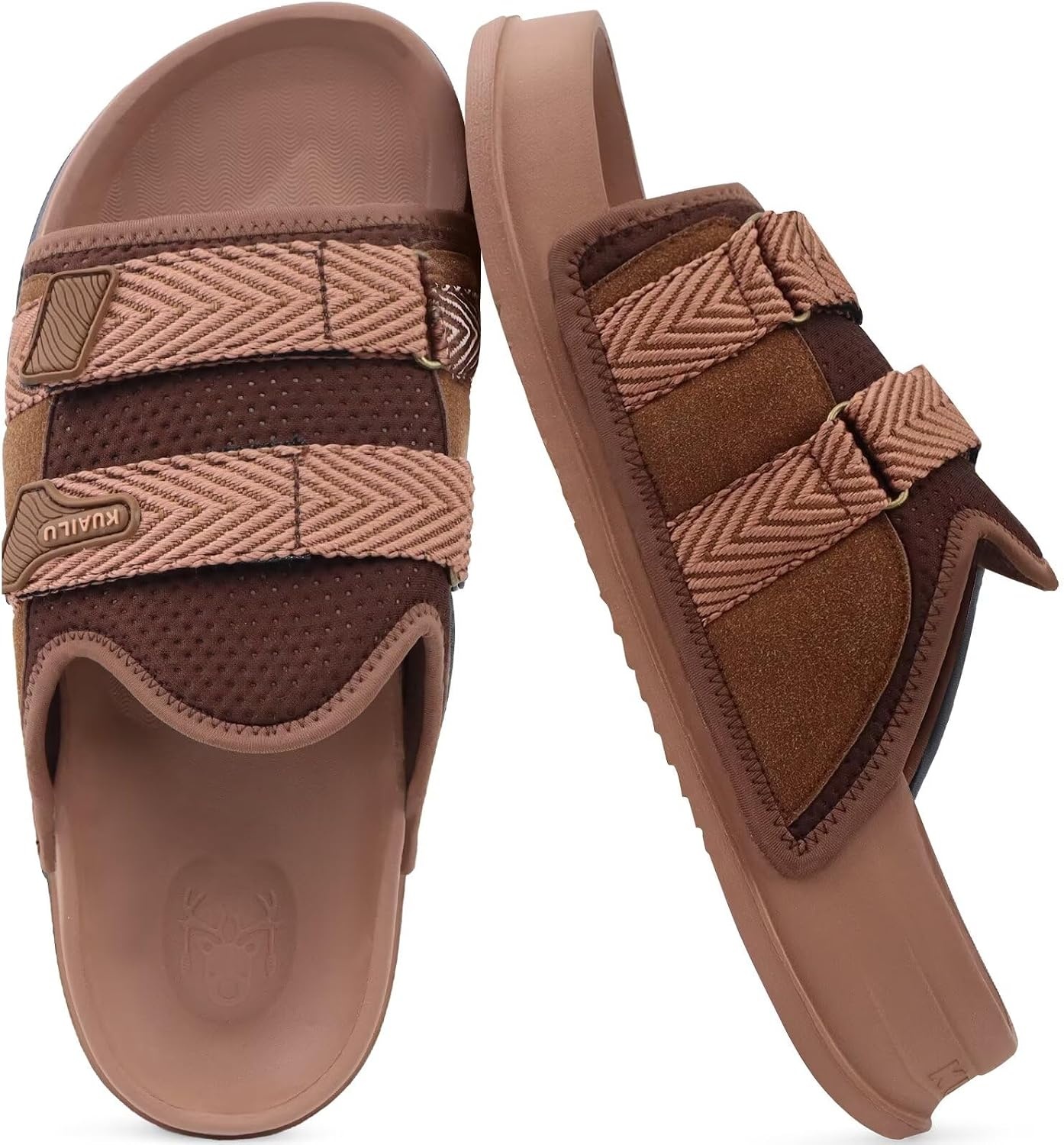 image:imageKuaiLu Mens Orthotic Sandals Comfort Arch Support Fabric Sandal SlippersDark Brown